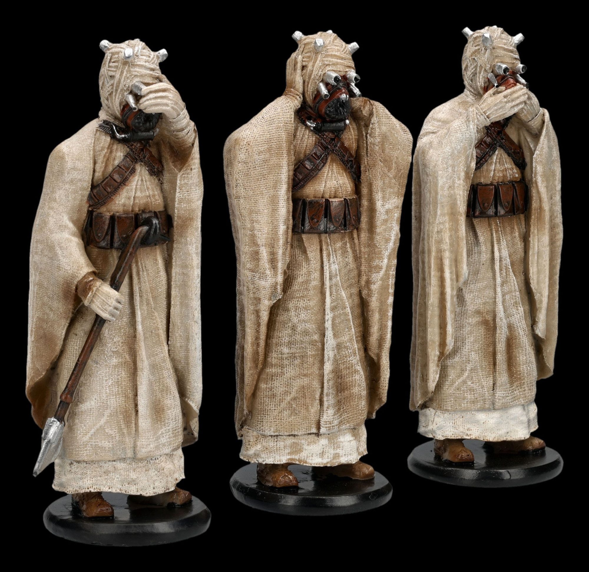 Figuren Shop GmbH Fantasy-Figur Tusken Raider Figuren Set - Drei Weise Wüstenkrieger 14.5 cm Dekofigur