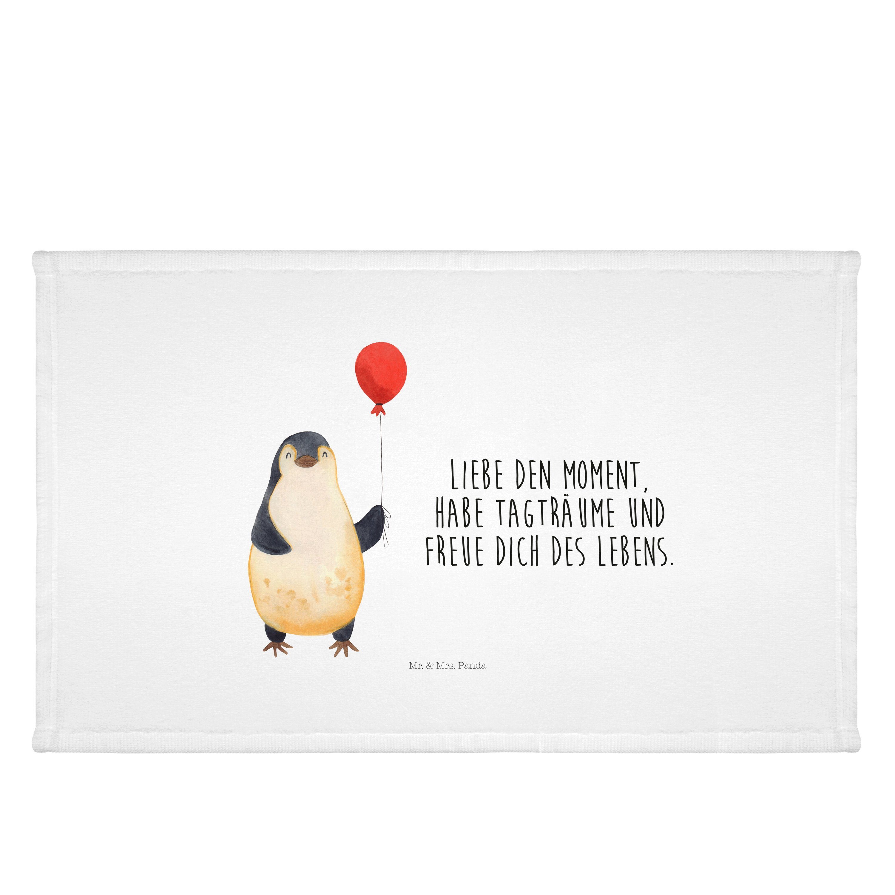 Mr. & Mrs. Panda Handtuch Pinguin Luftballon - Weiß - Geschenk, Geschenkidee, Handtuch, Handtüc, (1-St), Blickfang Design