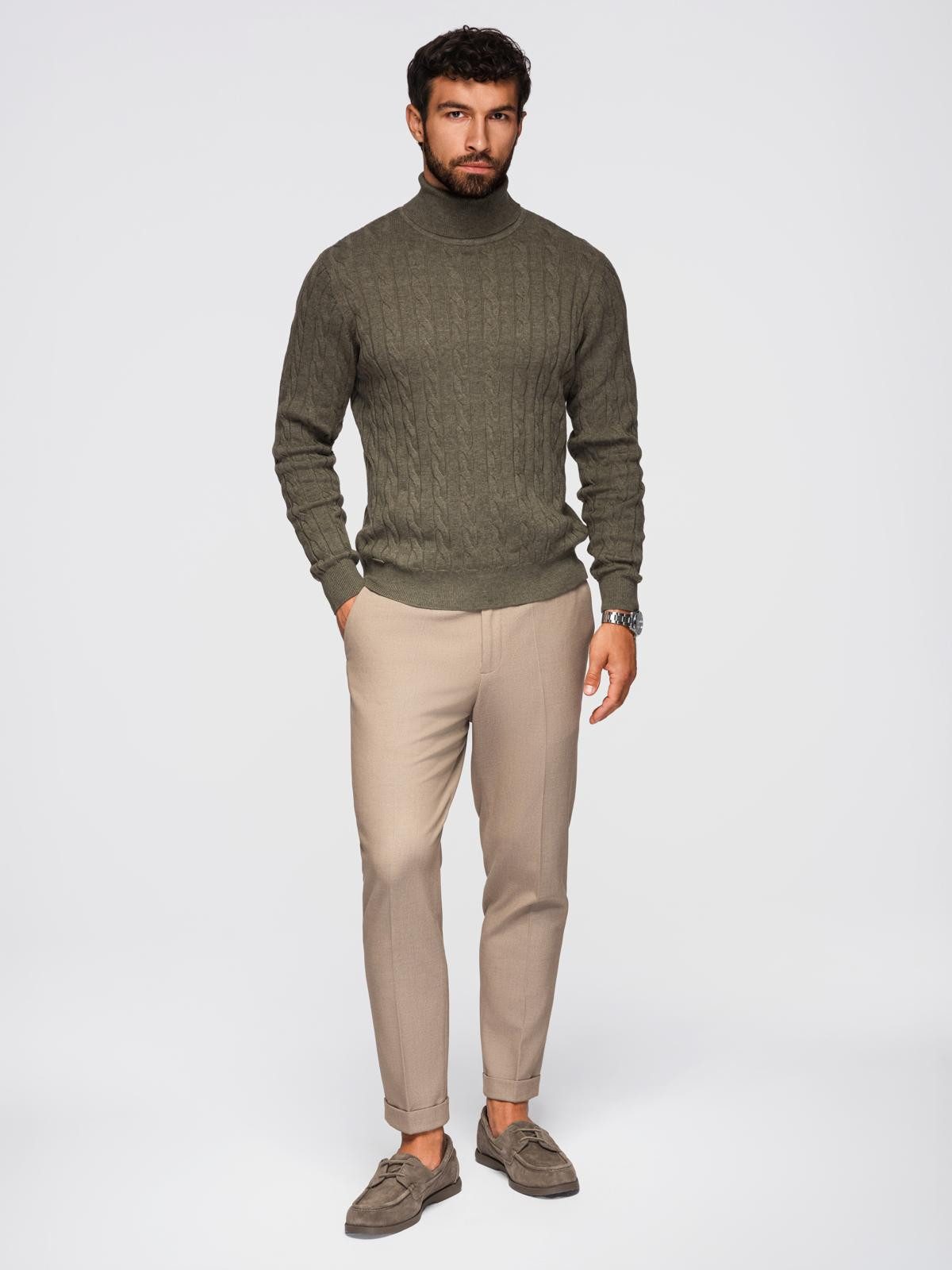 OMBRE Rollkragenpullover Herren-Rollkragenpullover mit Zopfmuster