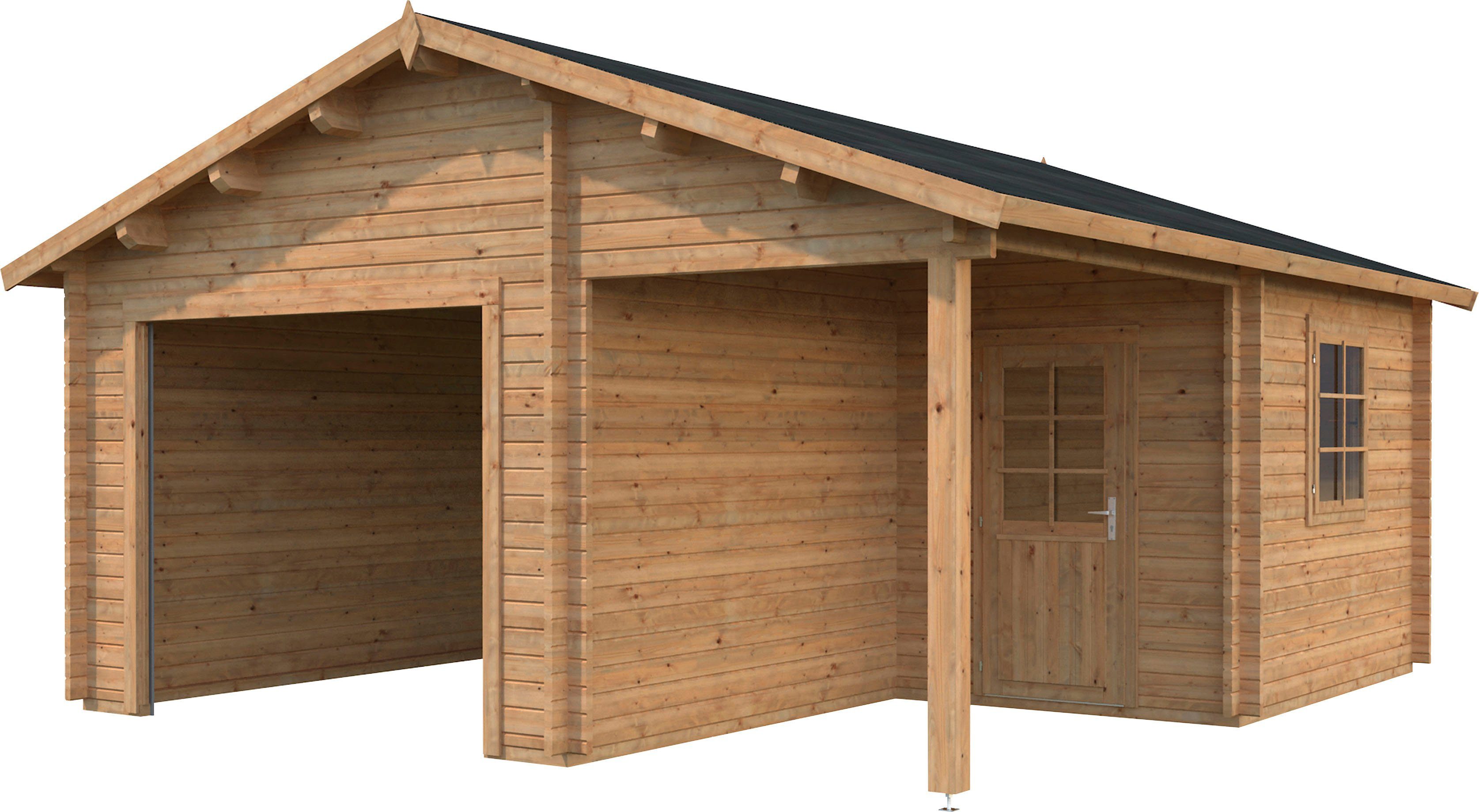 Palmako Garage Irene/Roger, BxTxH: 564x601x321 cm, mit Anbau, ohne Tor, hellbraun