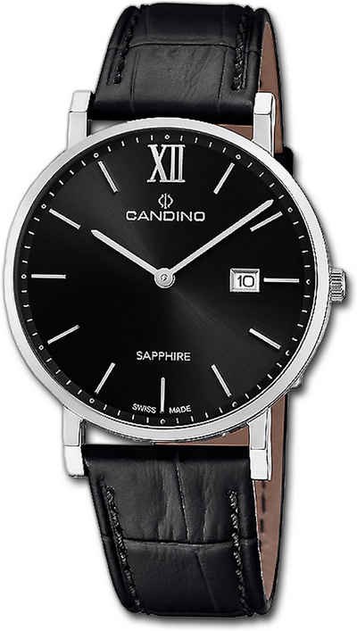 Candino Quarzuhr Candino Herrenuhr Classic, Herren Armbanduhr rund, Edelstahlarmband schwarz