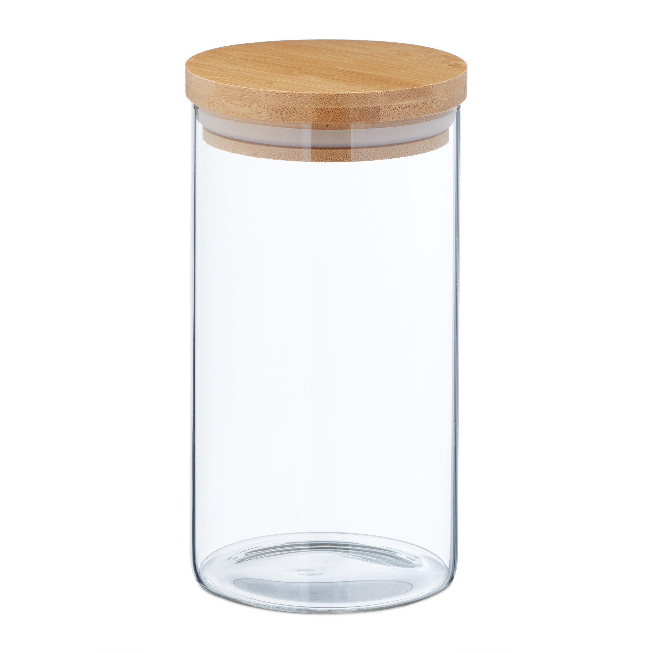 Set Vorratsglas mit 1000 Vorratsgläser ml, 3er relaxdays Deckel Glas