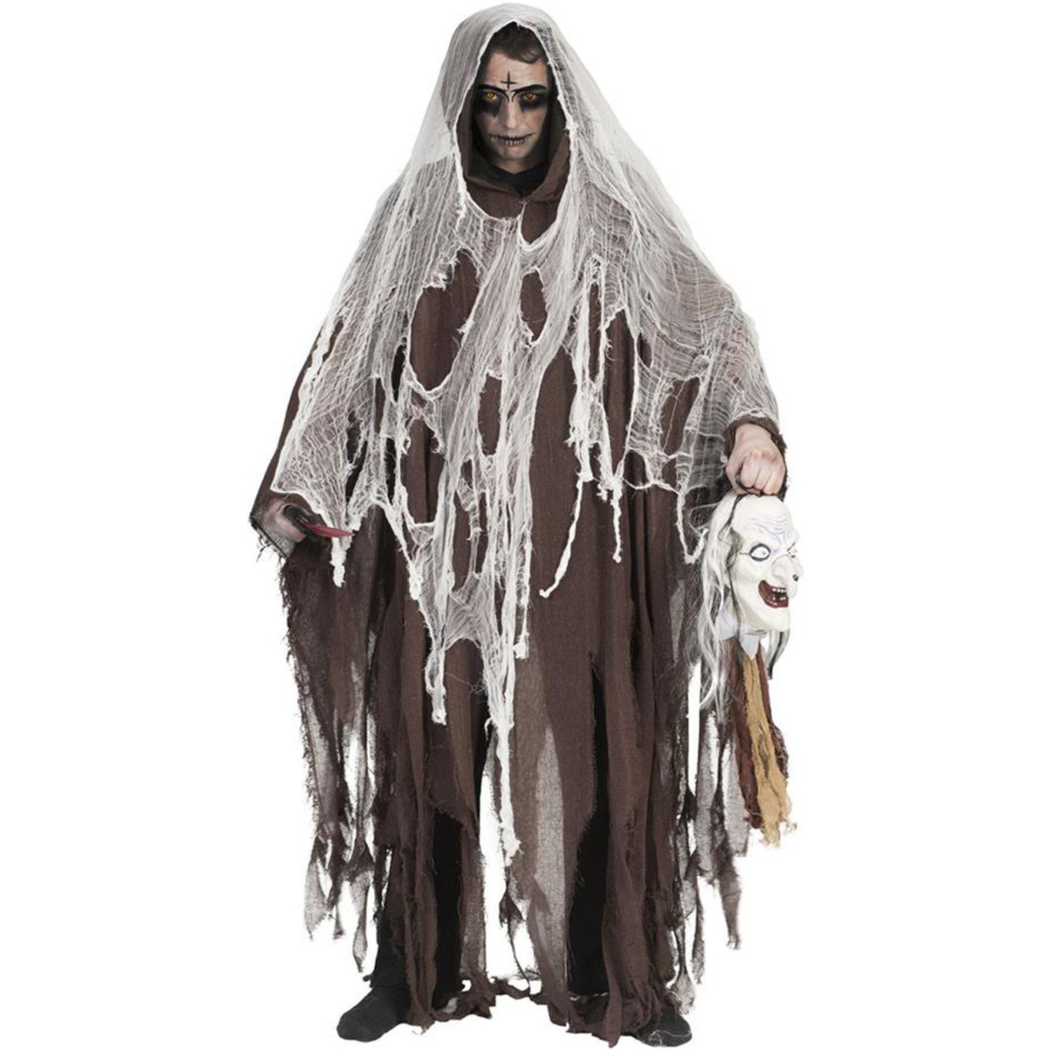 Funny Fashion Vampir-Kostüm Halloween Umhang mit Kapuze - Braun, Ghul Zombie