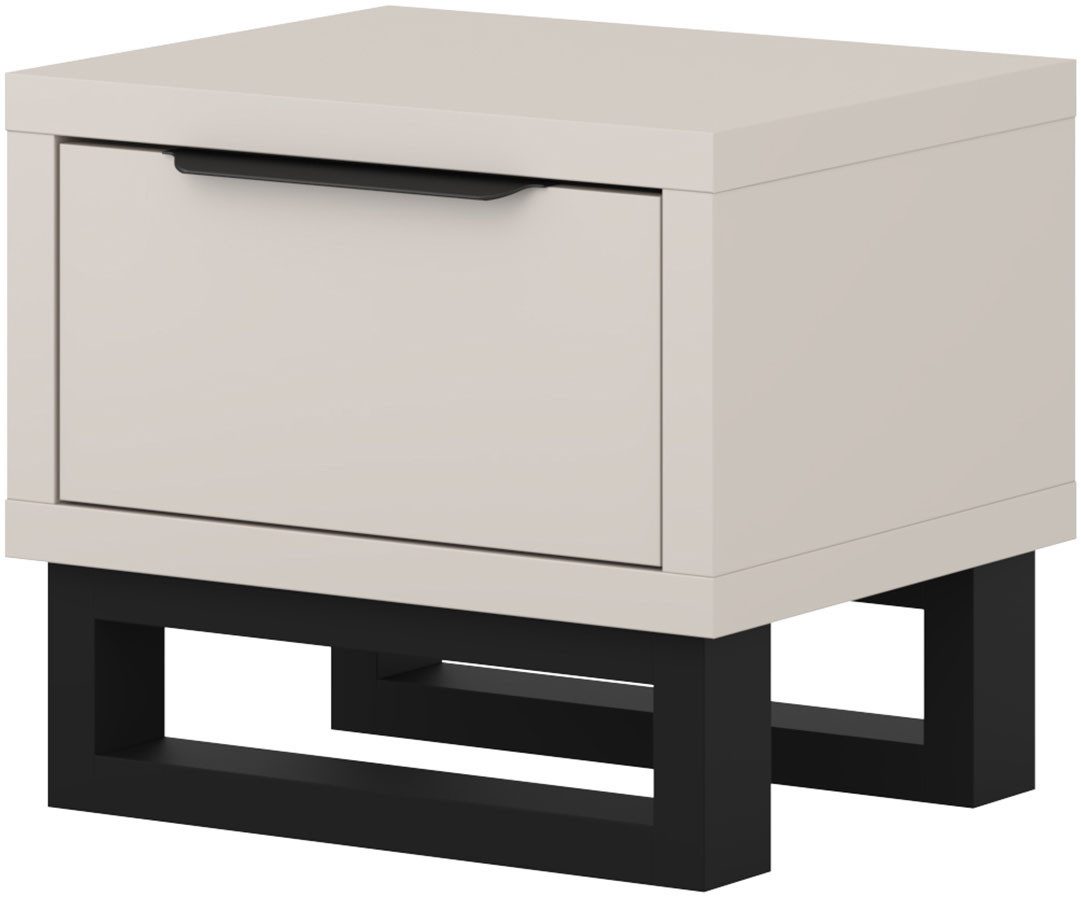 Home affaire Nachtkommode Bronne,Breite 55 cm, Nachttisch mit 1 Schublade, Moderner Nachtschrank mit Kufen in Metalloptik, Metallgriff