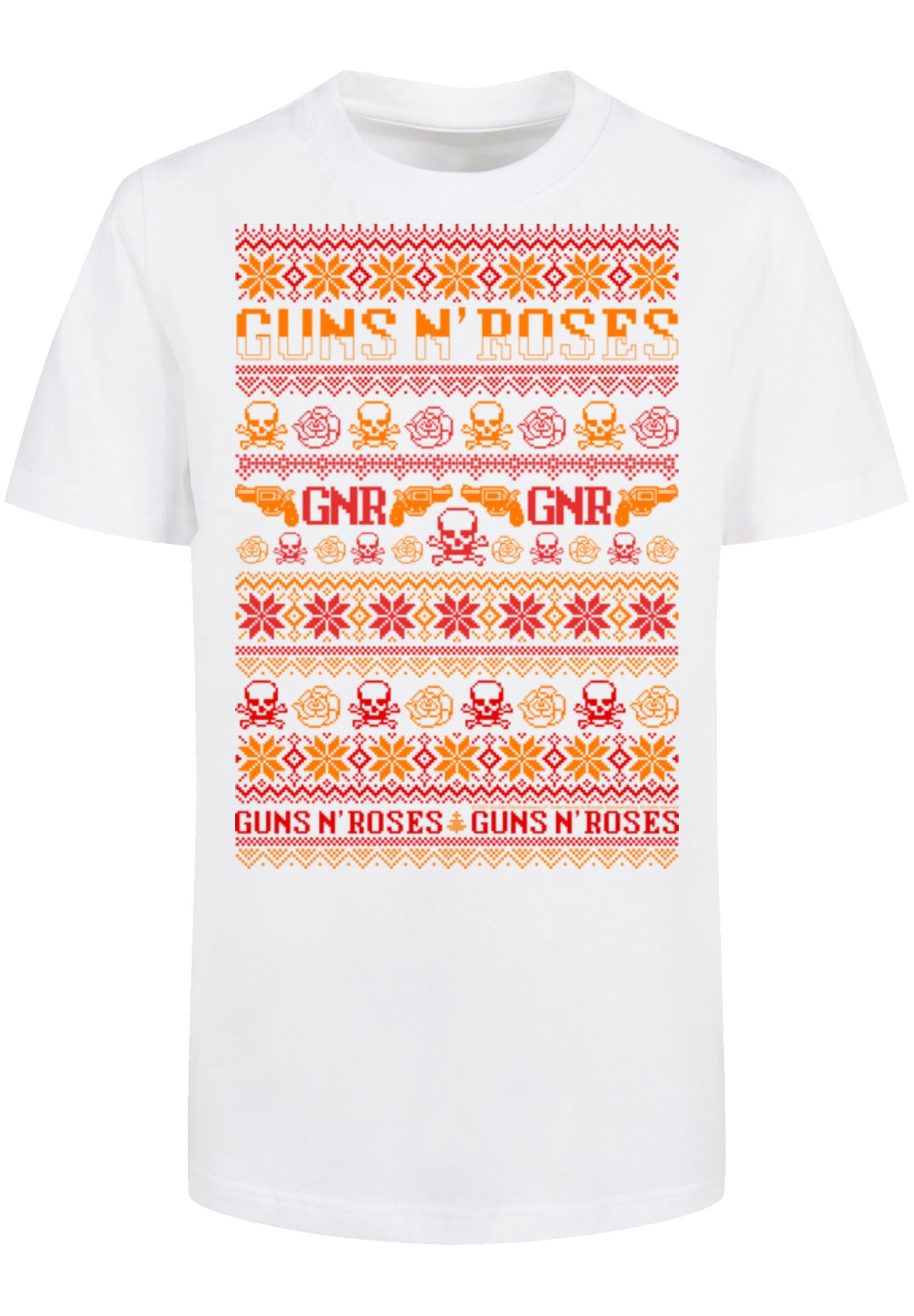 F4NT4STIC T-Shirt Guns n' Roses Weihnachten Christmas Musik,Band,Logo weiß