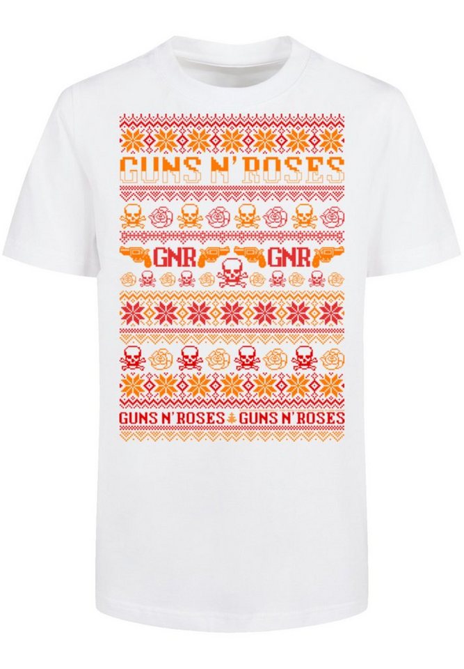hohem Christmas T-Shirt F4NT4STIC Musik,Band,Logo, Guns Tragekomfort Baumwollstoff n\' Weihnachten mit Sehr Roses weicher