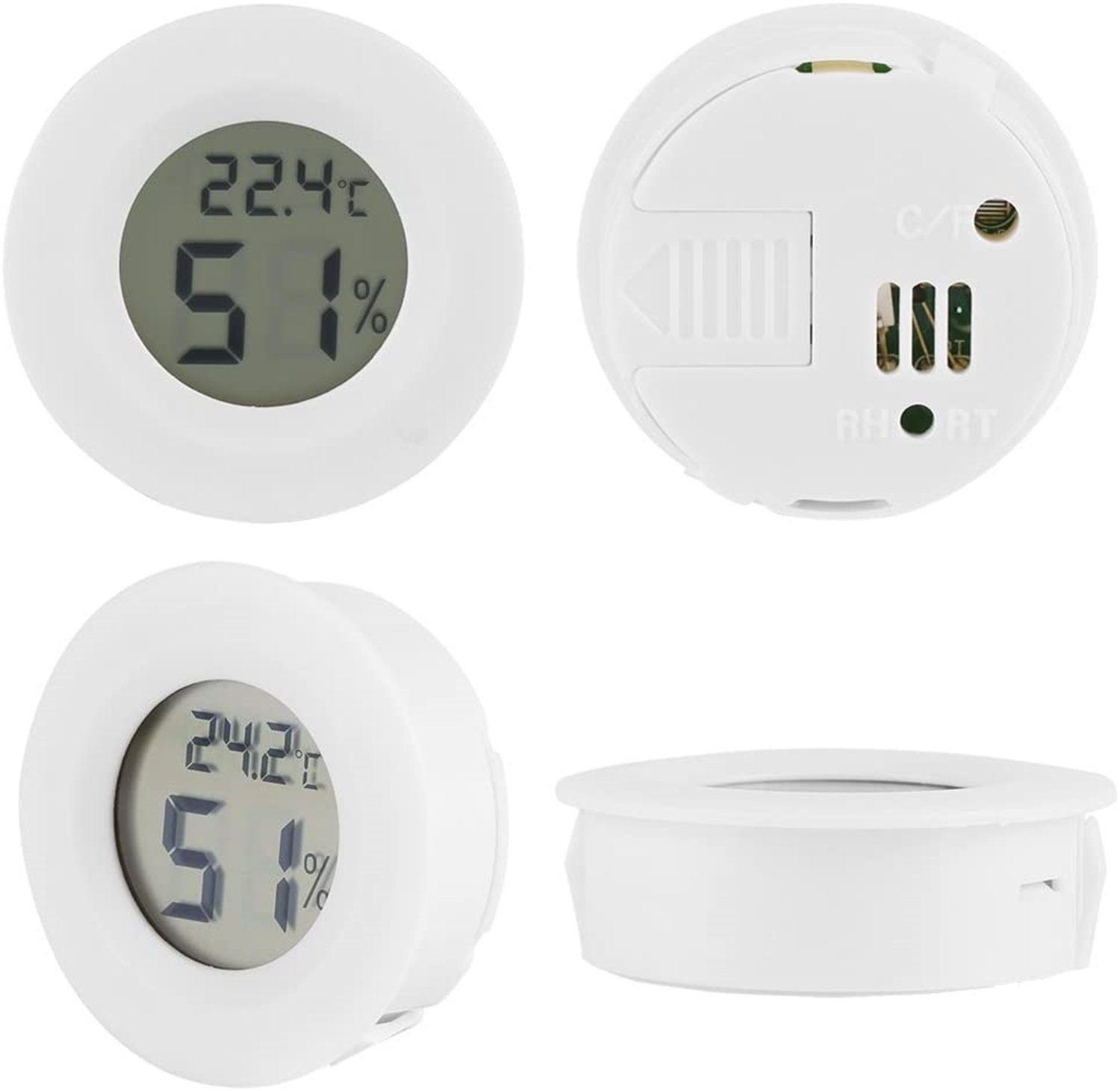 Olotos Hygrometer Digitales Thermo-Hygrometer Thermometer Temperatur Messgerät 5er-Set, Mini LCD für Kontrolle Innenraum Luftfeuchtigkeit Kühlschrank