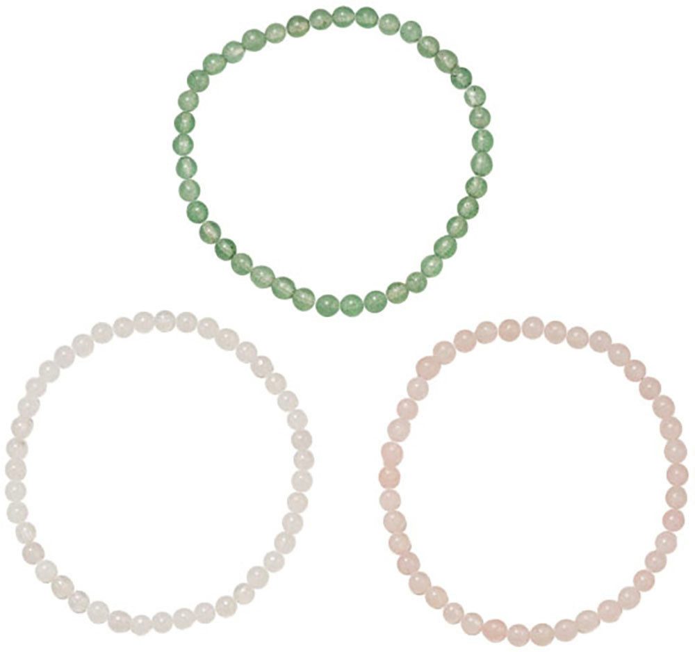 Firetti Armband Set Multipack Schmuck Geschenk Armschmuck Armketten Edelstein (Set, 3-tlg), Made in Germany - mit Aventurin, Jade, Rosenquarz