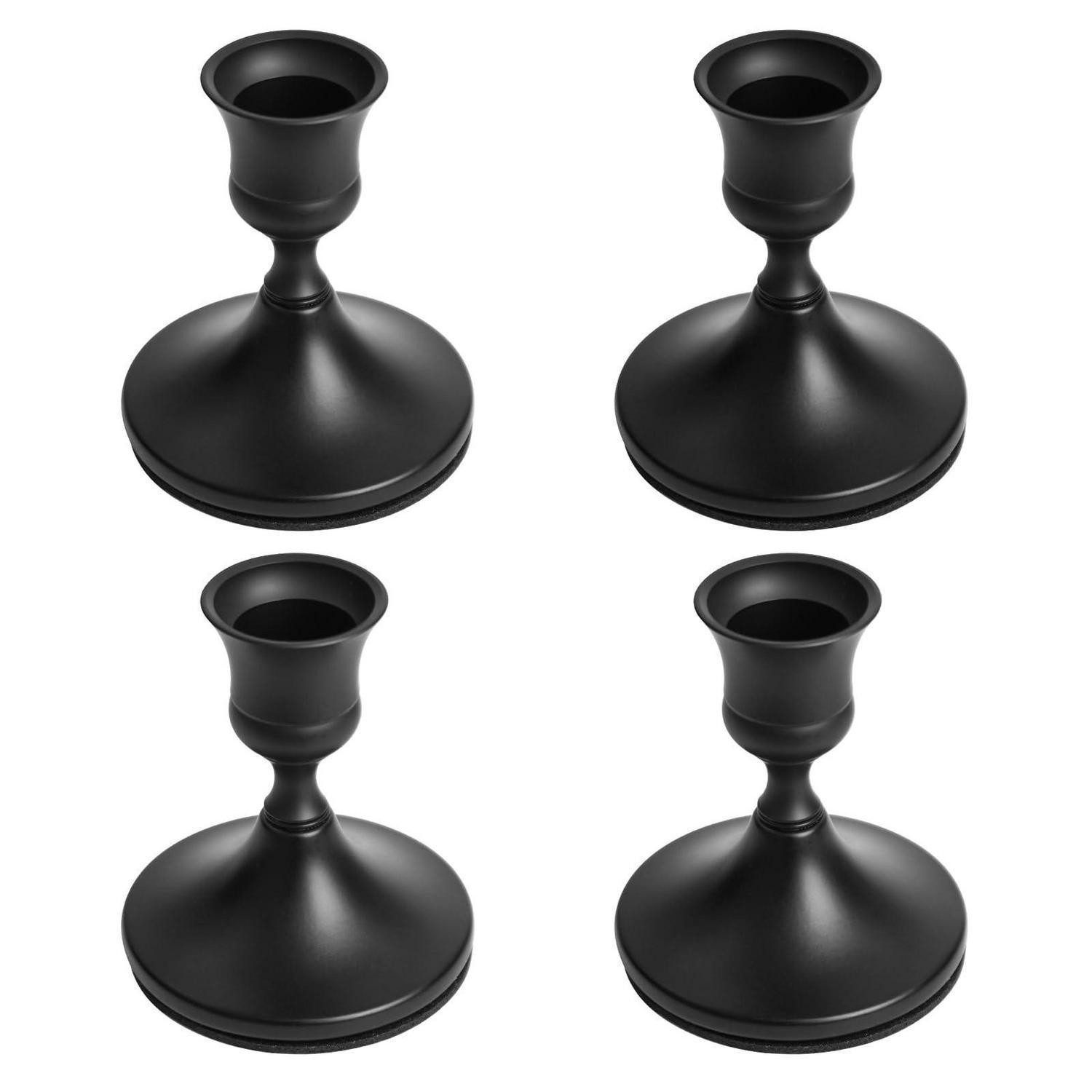 LuxusKollektion Tischkerzenhalter Kerzenständer Metall Schwarz 4er Set (4 St)