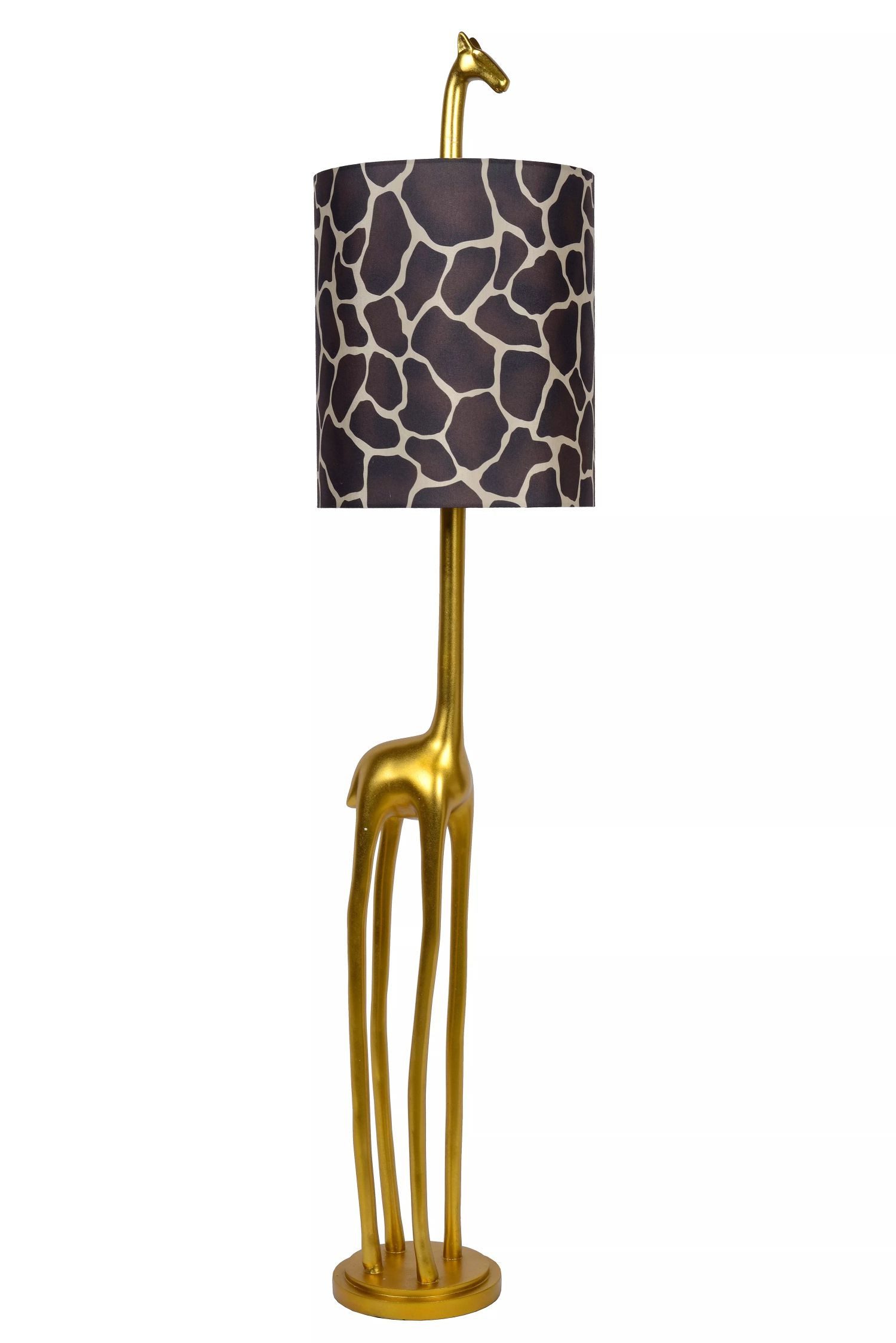 Licht-Erlebnisse Stehlampe ZONI, ohne Leuchtmittel, Stoff E27 160 cm hoch in Gold Braun rund Modern