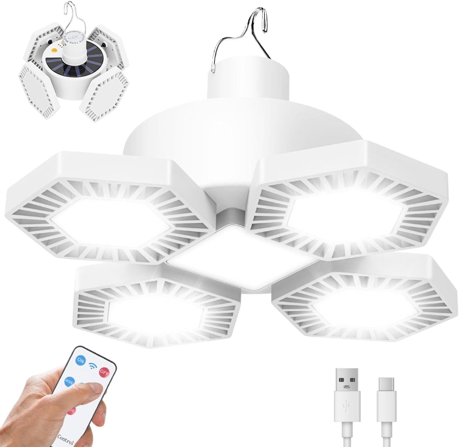 FELIXLEO LED Solarleuchte Solar LED Campinglampe 169 LEDs 8000lm 5 Modi Fernbedienung Powerbank