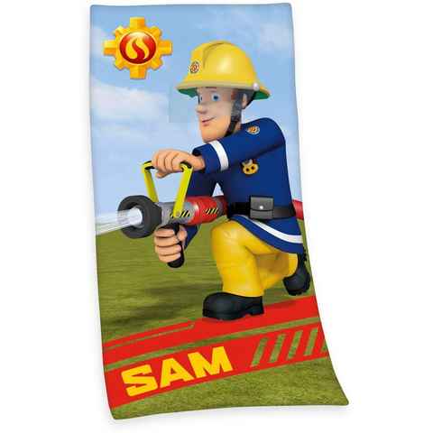 Feuerwehrmann Sam Badetuch Feuerwehrmann Sam, Velours (1-St), mit dem tollem Motiv