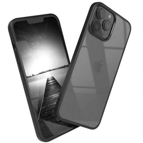 EAZY CASE Handyhülle Bumper Case für Apple iPhone 13 Pro Max 6,7 Zoll, Hülle Durchsichtig kratzfest Back Cover mit Displayschutz Schwarz