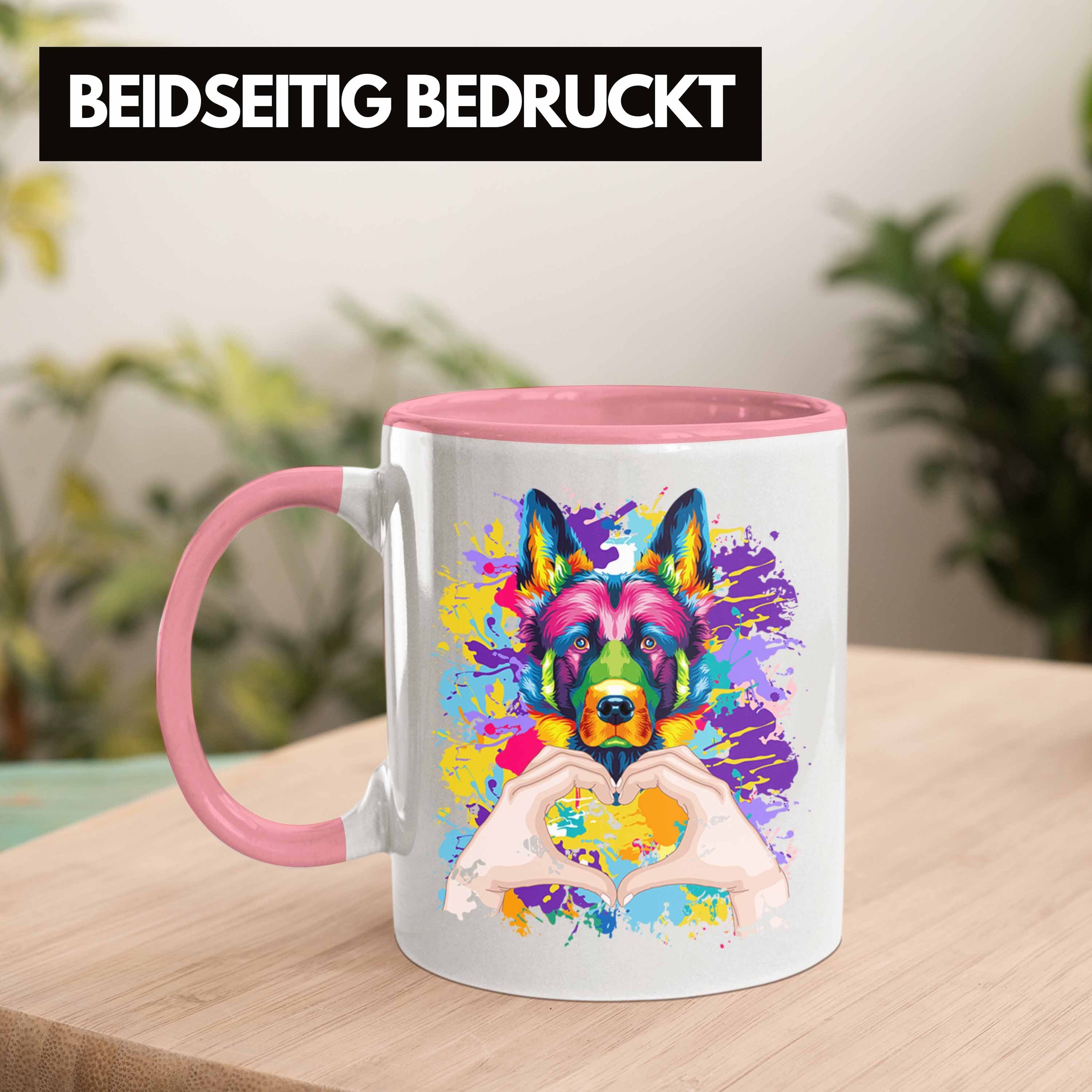 Schäferhund Tasse Geschen Farbe Lustiger Trendation Love Geschenk Besitzer Spruch Tasse Rosa