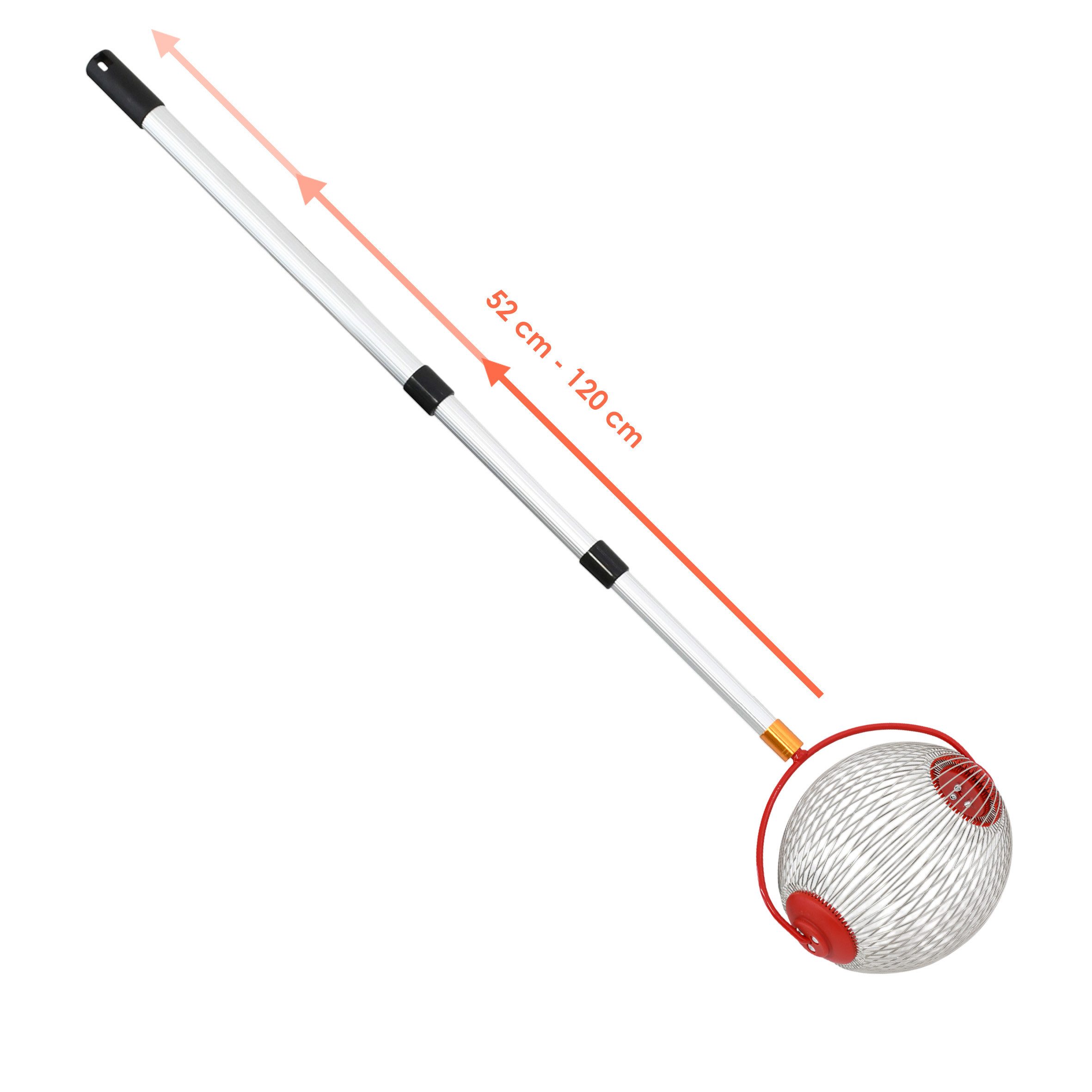 Spetebo Rollsammler für Früchte und Nüsse mit Alu Teleskopstiel - ausziehbar bis 120 cm, 22,5 cm Arbeitsbreite, (Anzahl, 1-tlg., 1), mit ausziehbarer Teleskopstange von 52 cm bis 120 cm