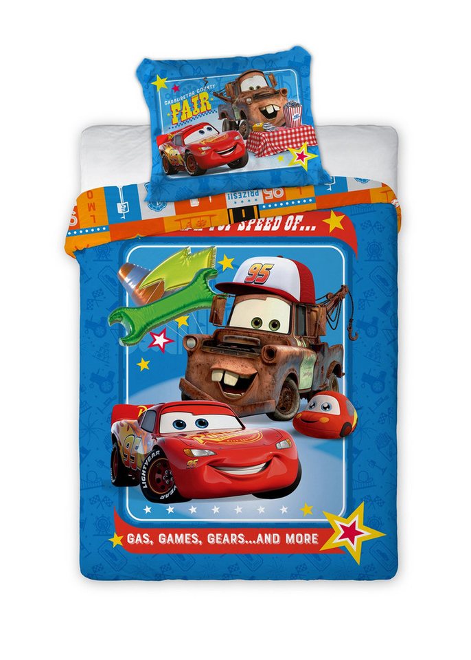 texpot Bettwäsche Kinderbettwäsche Cars Auto Track Stars, 2 teilig