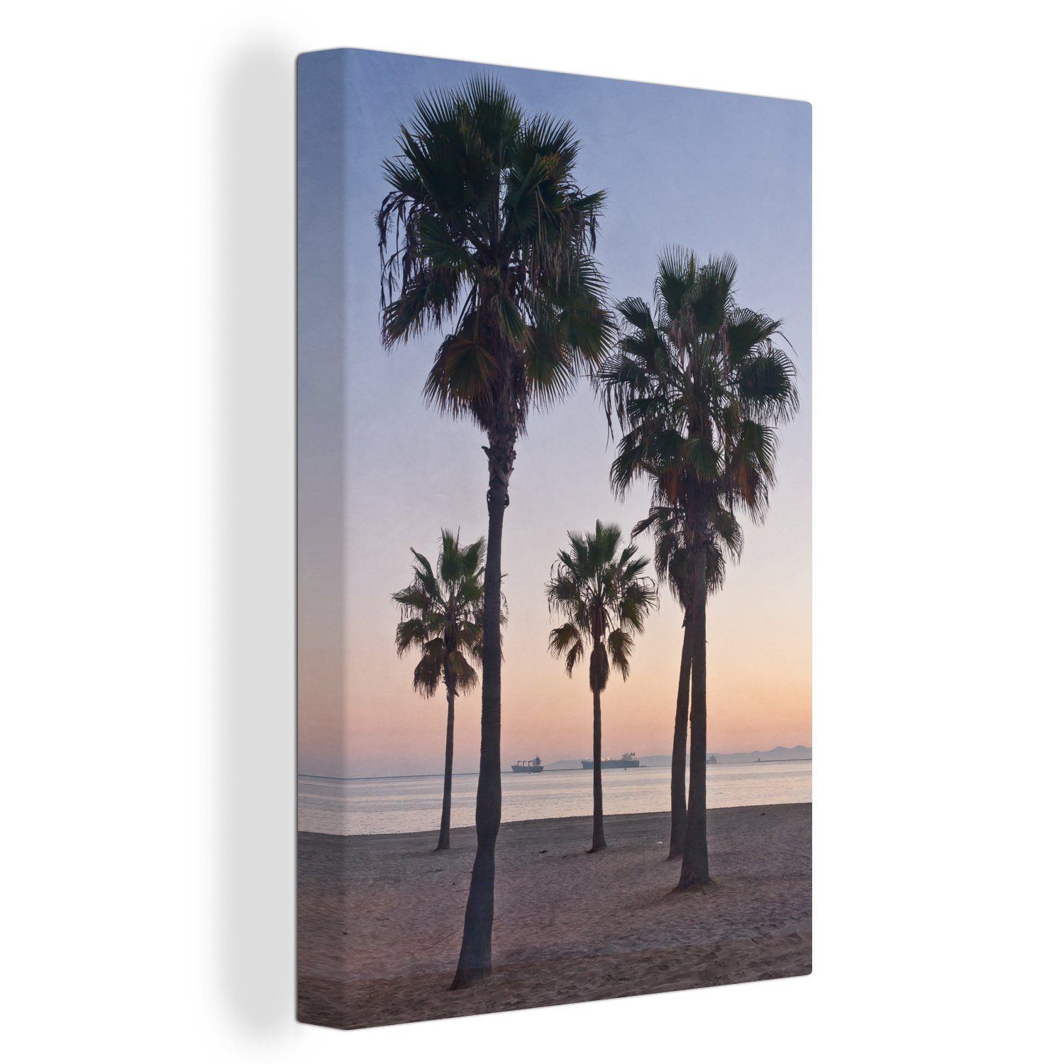 OneMillionCanvasses® Leinwandbild in in Leinwandbild Gemälde, bespannt Nordamerika, fertig cm 20x30 inkl. Zackenaufhänger, (1 Palmen St), Long Beach
