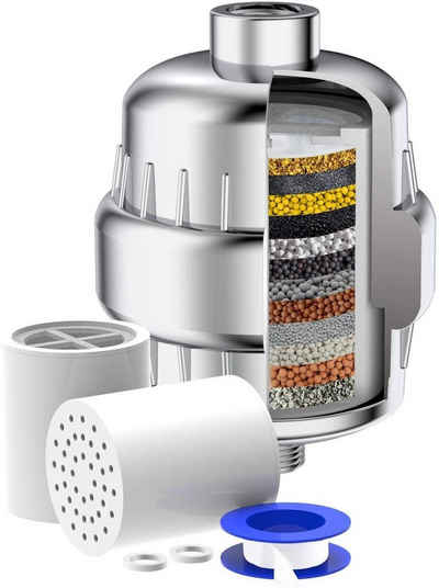 Rainsworth Wasserfilter, 15-Schichten Duschfilter,mit Extra-Ersatz Filter Kartusche&Teflonband, entfernen Chlor,Schwermetalle,Wasser erweichen.Passt auf Jeden Duschkopf