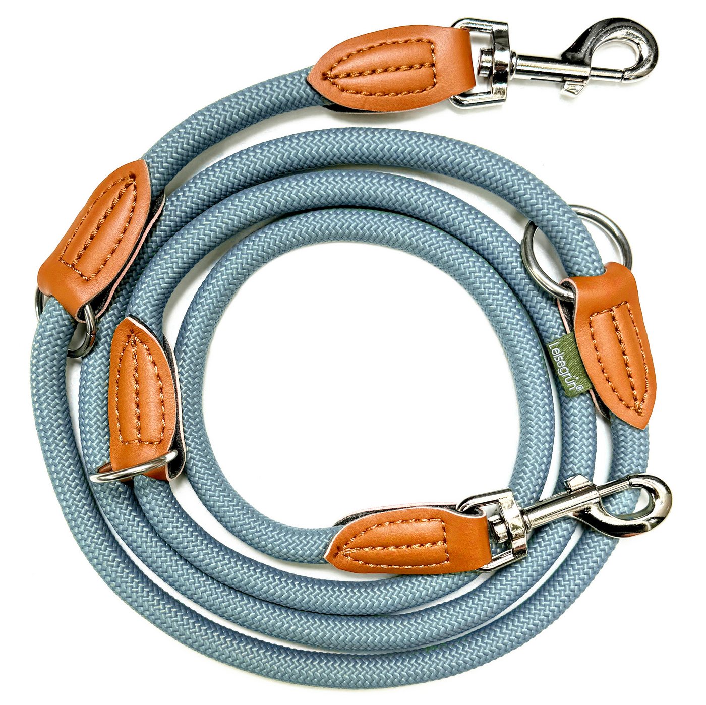 Leisegrün Hundeleine für große Hunde, 2m, 3-fach verstellbar, Nylon, Doppelleine für 2 Hunde, Führleine, Freihandleine, Kurzführer
