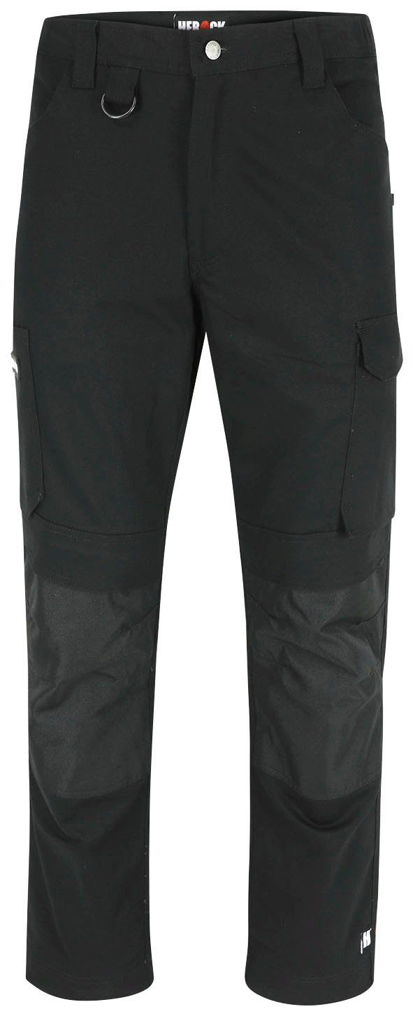 wasserabweisend 2-Wege-Stretch, Multi-Pocket, Herock Slim DERO Arbeitshose Fit Passform, schwarz