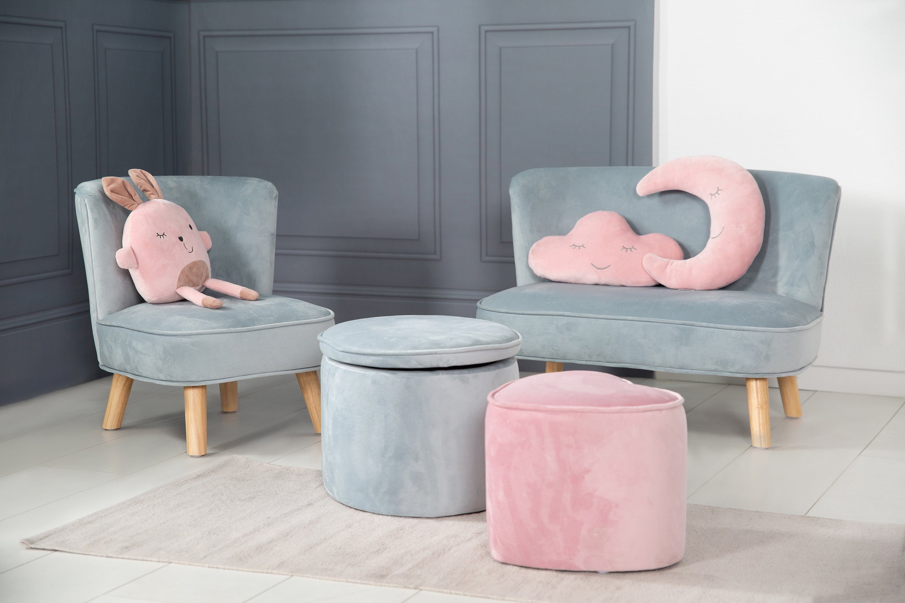 roba® Sessel Lil hellblau/sky mit Holzfüßen Sofa