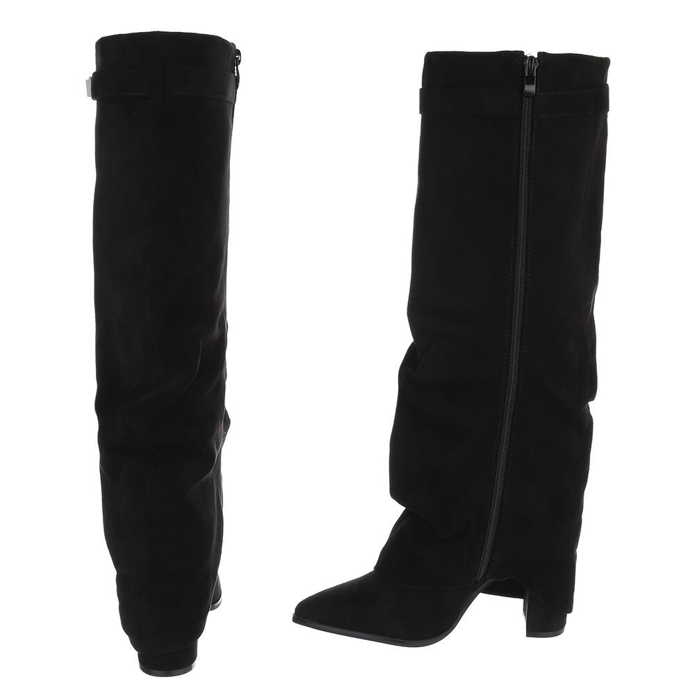 Ital-Design Damen Kniehoher Stiefel mit Absatz und Zierdetail High-Heel-Stiefel (92497638) Blockabsatz Stiefel in Schwarz – Bild 5 von 5