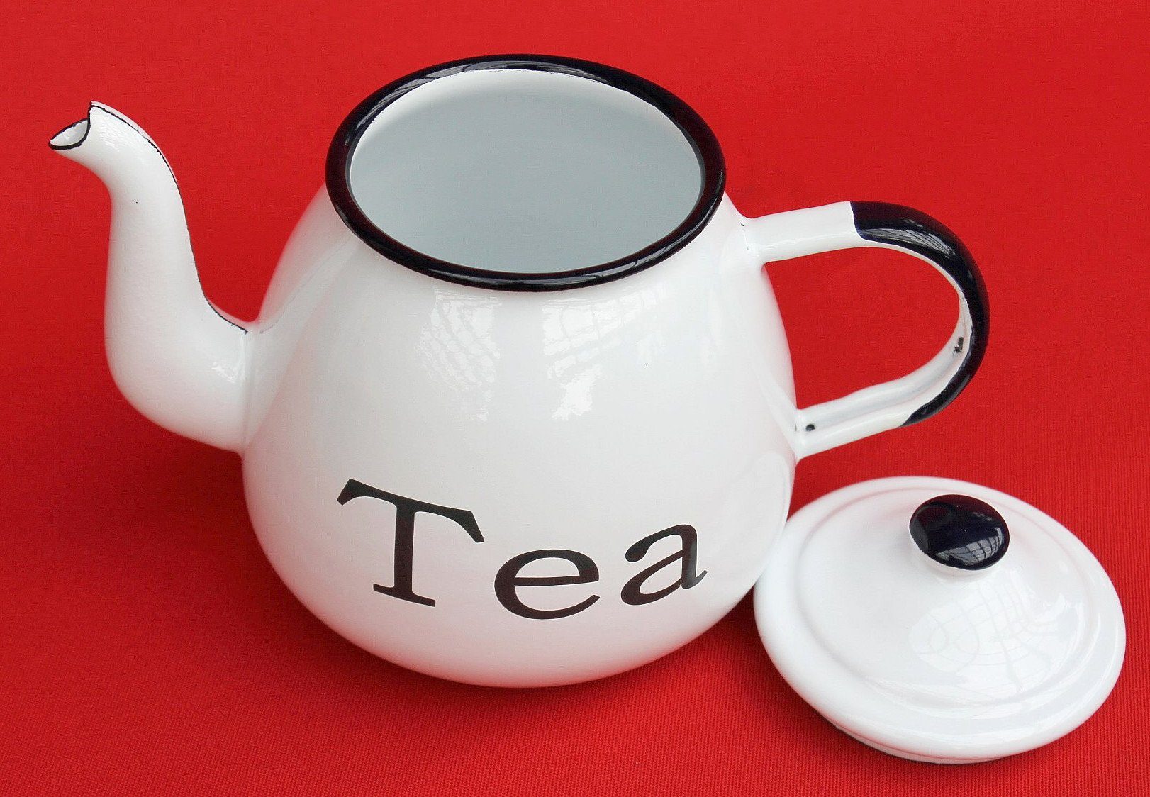 DanDiBo Teekanne Wasserkanne Emaille, 0,75 emailliert cm Weiß L Teekanne 14 0,85 l Kanne 582AB TEA Kaffeekanne