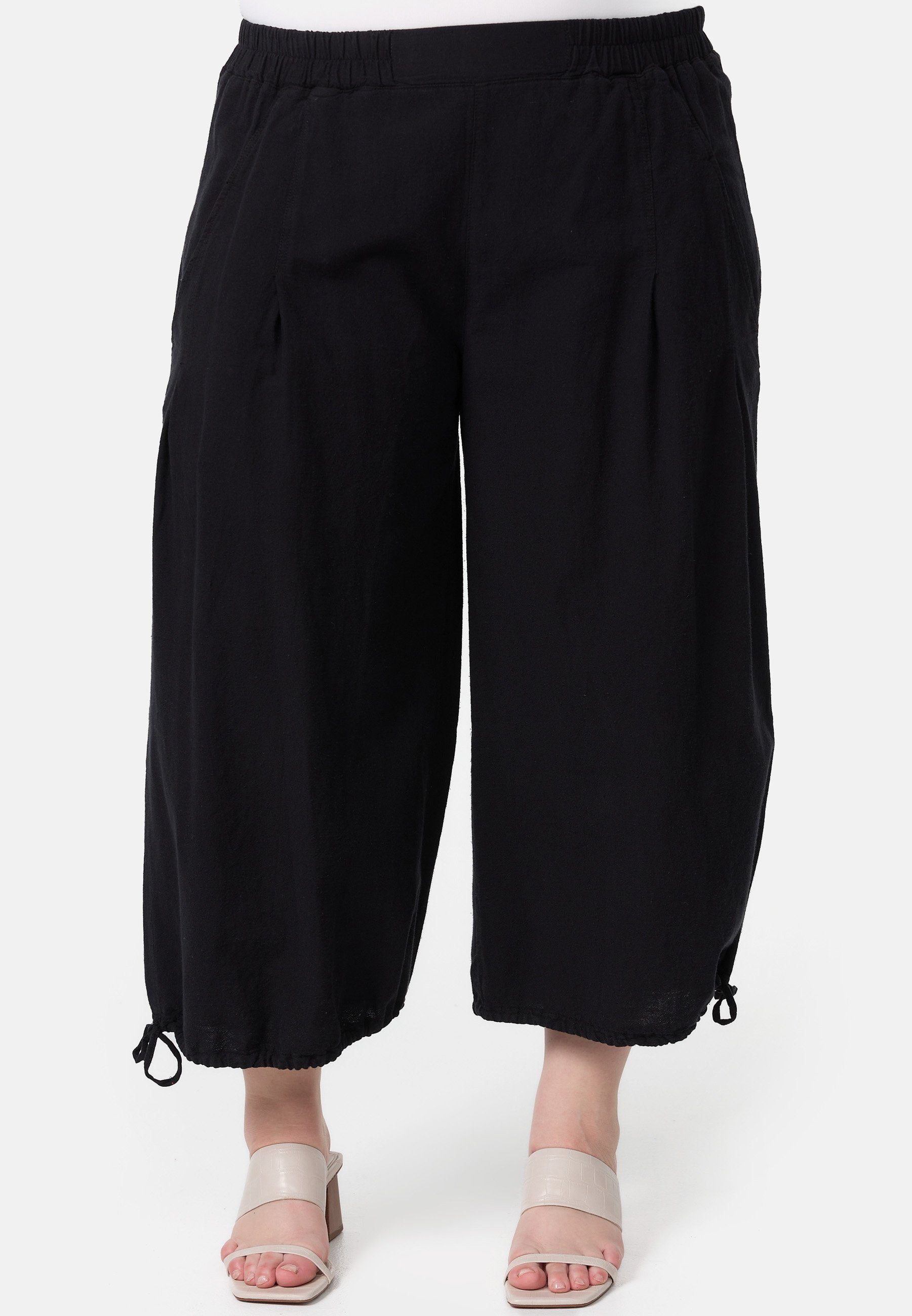Dehnbund-Hose Baumwolle 'Calor' luftiger Schwarz Hose aus Capri Kekoo
