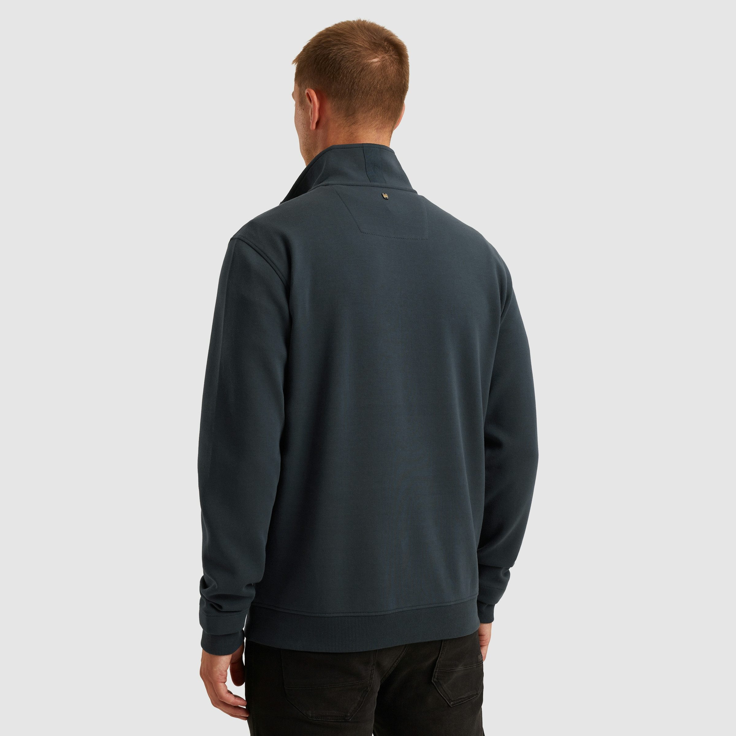 PME LEGEND Sweater mit Logo-Stickerei und Troyer-Kragen mit Reißverschluss