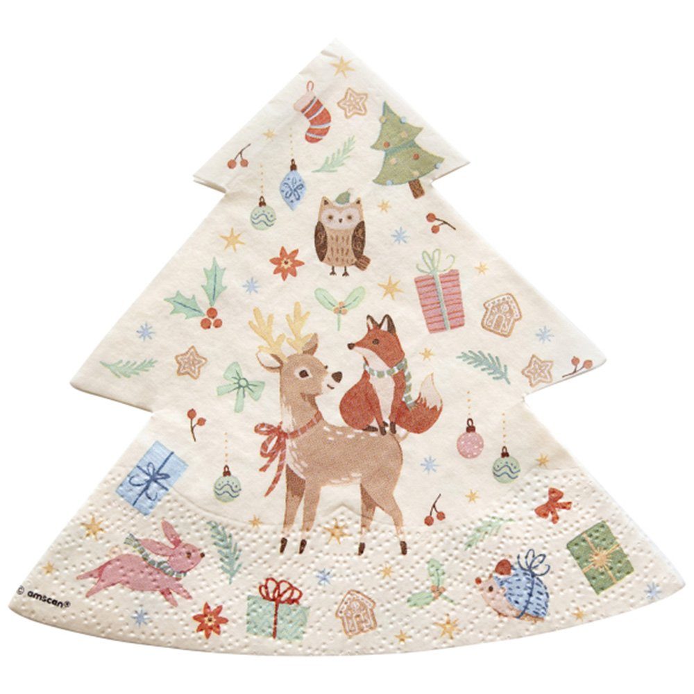 Amscan Papierserviette Servietten Winter Woodland 33 x 33 cm