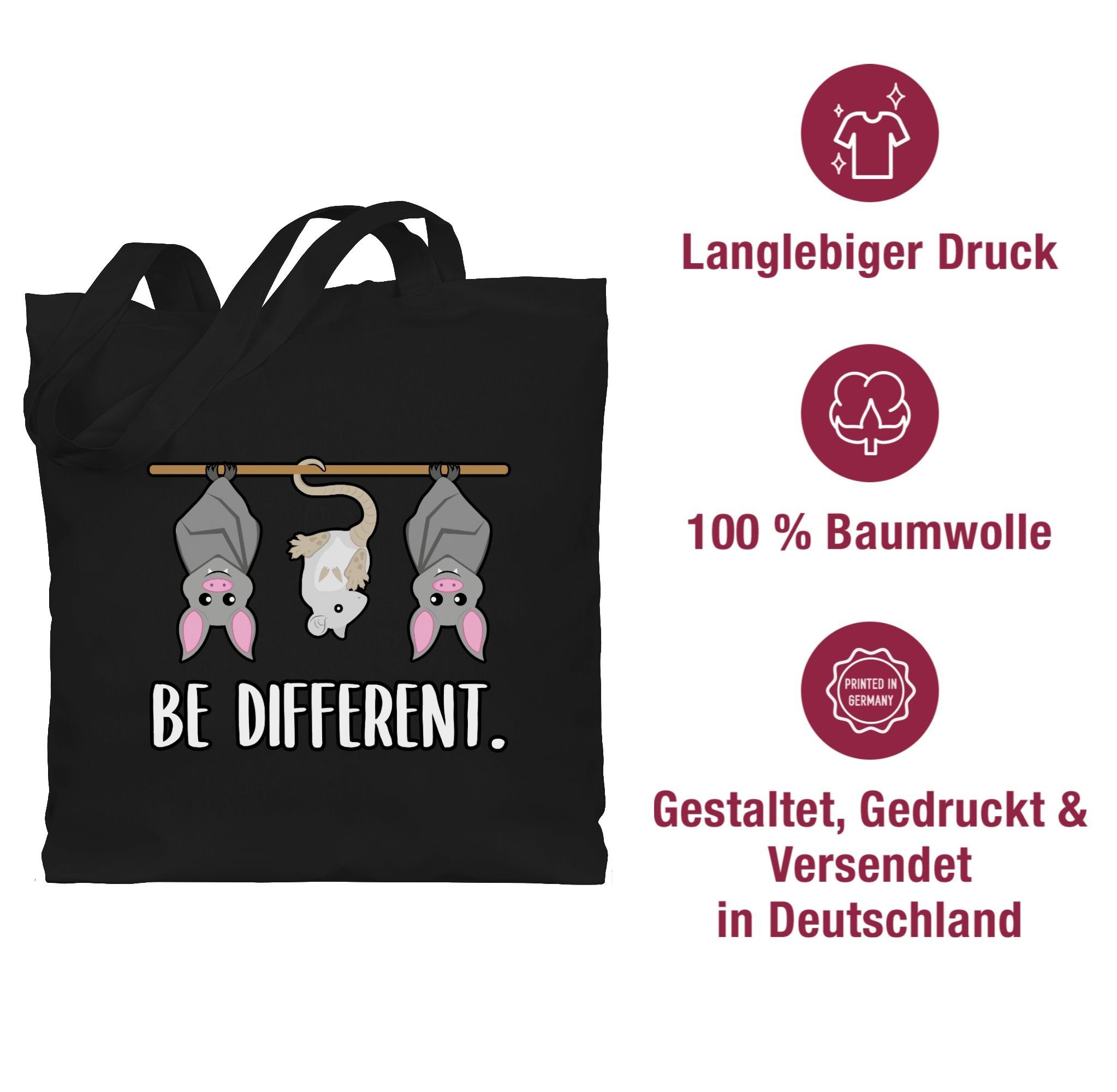 different Sprüche Umhängetasche 1 Schwarz Shirtracer Be Tiere, Statement