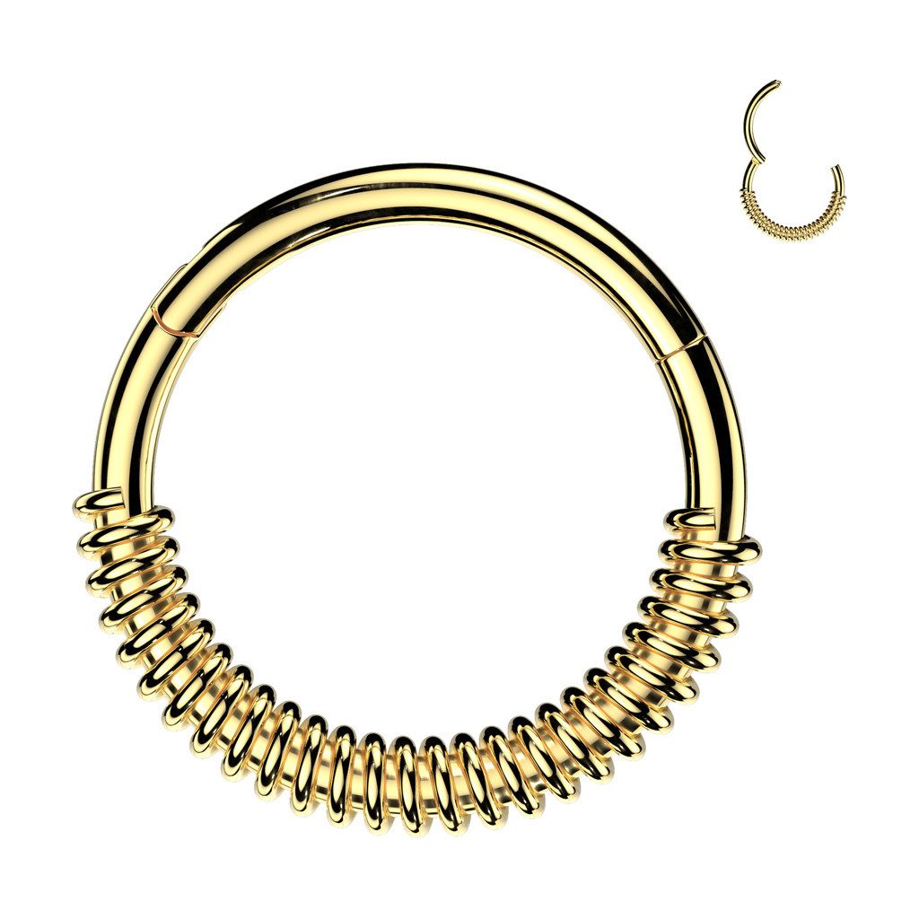 Nasenpiercing Septum Knorpel Segmentring Scharnier Spiralfeder Gold 1,2mm x 10mm