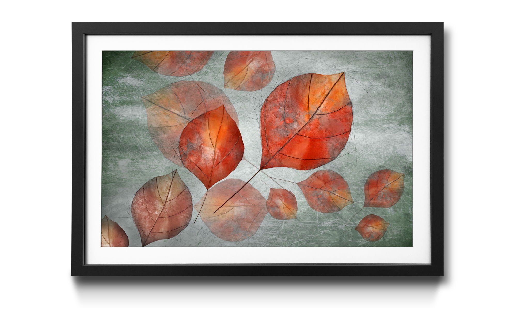 in Bild 4 Leaves, Größen erhältlich Flying Blätter, mit Wandbild, WandbilderXXL Rahmen