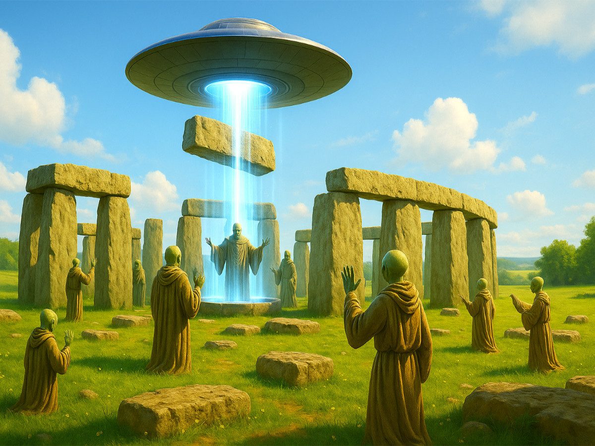 CALVENDO Puzzle CALVENDO Puzzle Stonehenge – Aliens mit Energiestrahl, 1000 Teile Leg, 1000 Puzzleteile