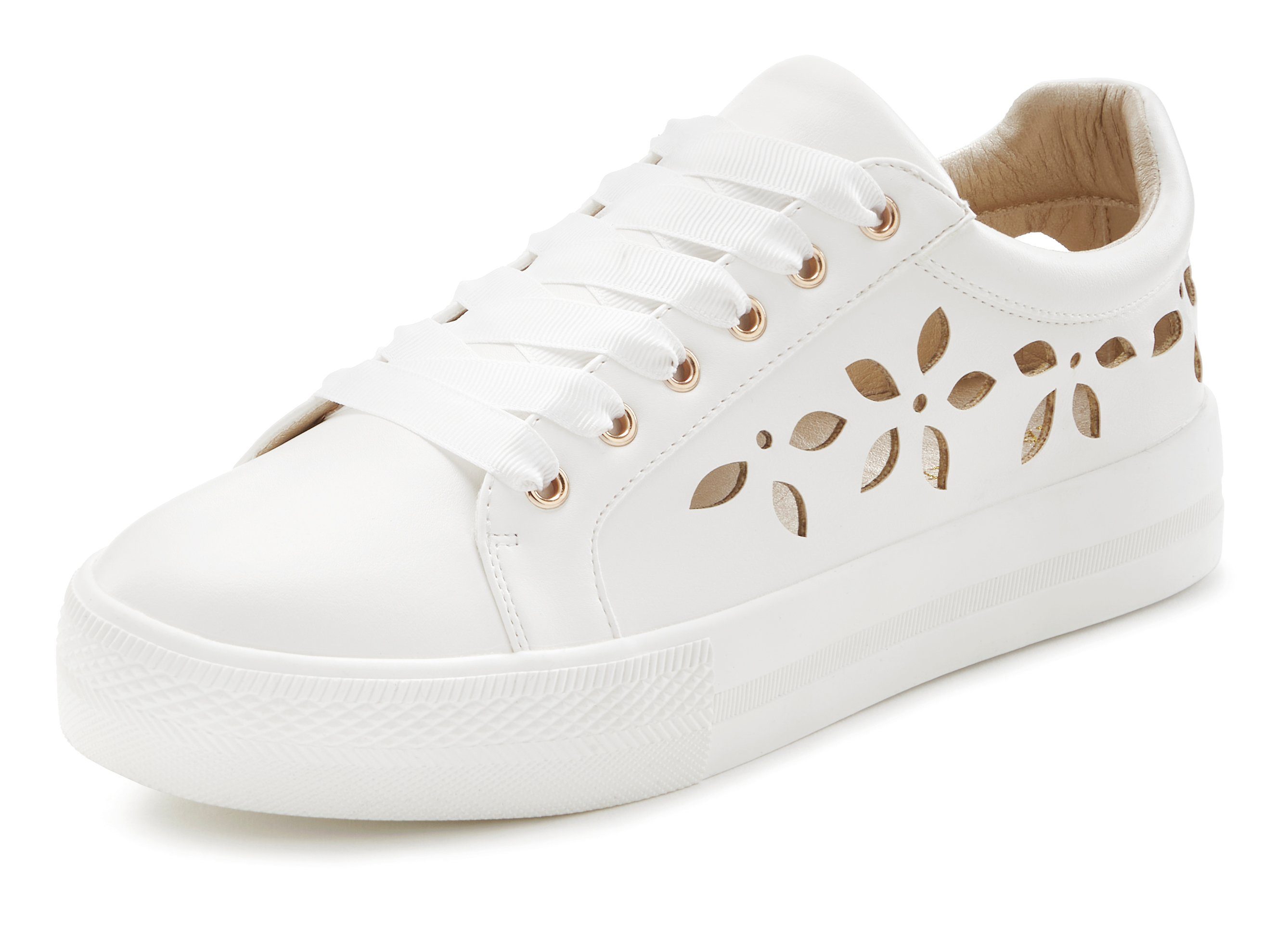 LASCANA Sneaker mit kleinen Cut-Outs, Schnürhalbschuhe, Freizeitschuhe VEGAN