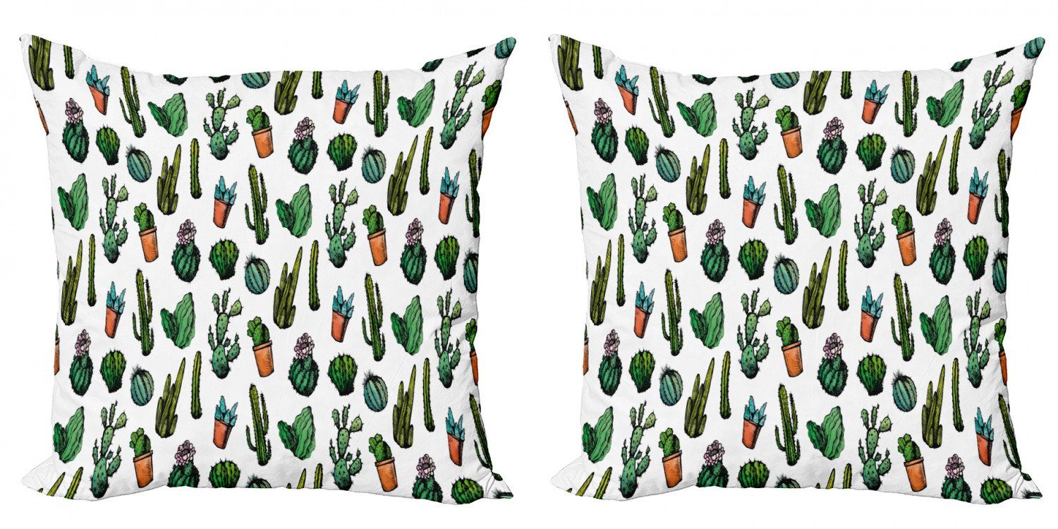 Kissenbezüge Modern Accent Doppelseitiger Digitaldruck, Abakuhaus (2 Stück), Kaktus Spiked Cacti Töpfe Kunst