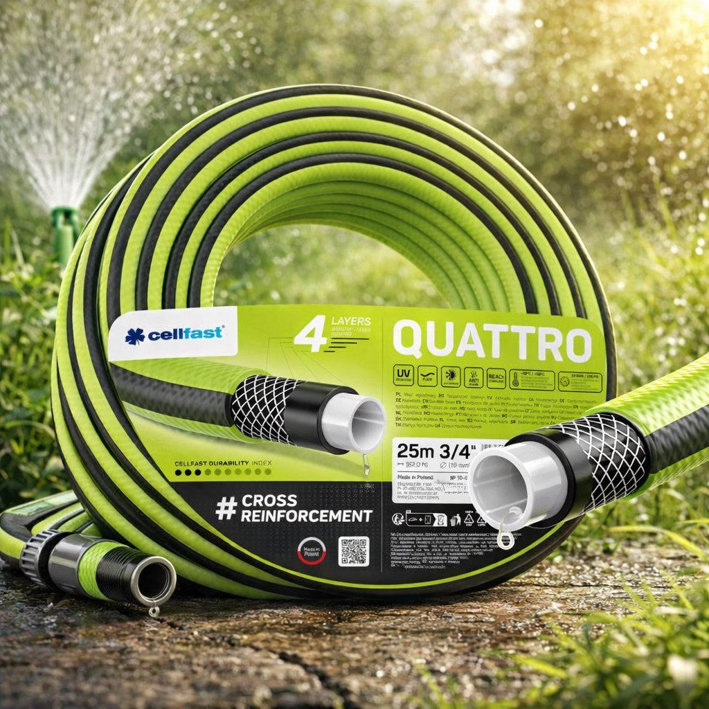 Cellfast Gartenschlauch QUATTRO 3/4″ 25 m 4-lagig, universal einsetzbar, 3/4 Zoll (19 mm)