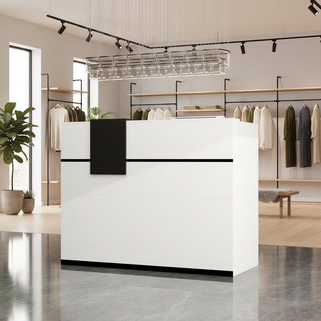 FUFU&GAGA Empfangstheke mit Abnehmbarer Ablage, Empfangstresen mit Schubladen