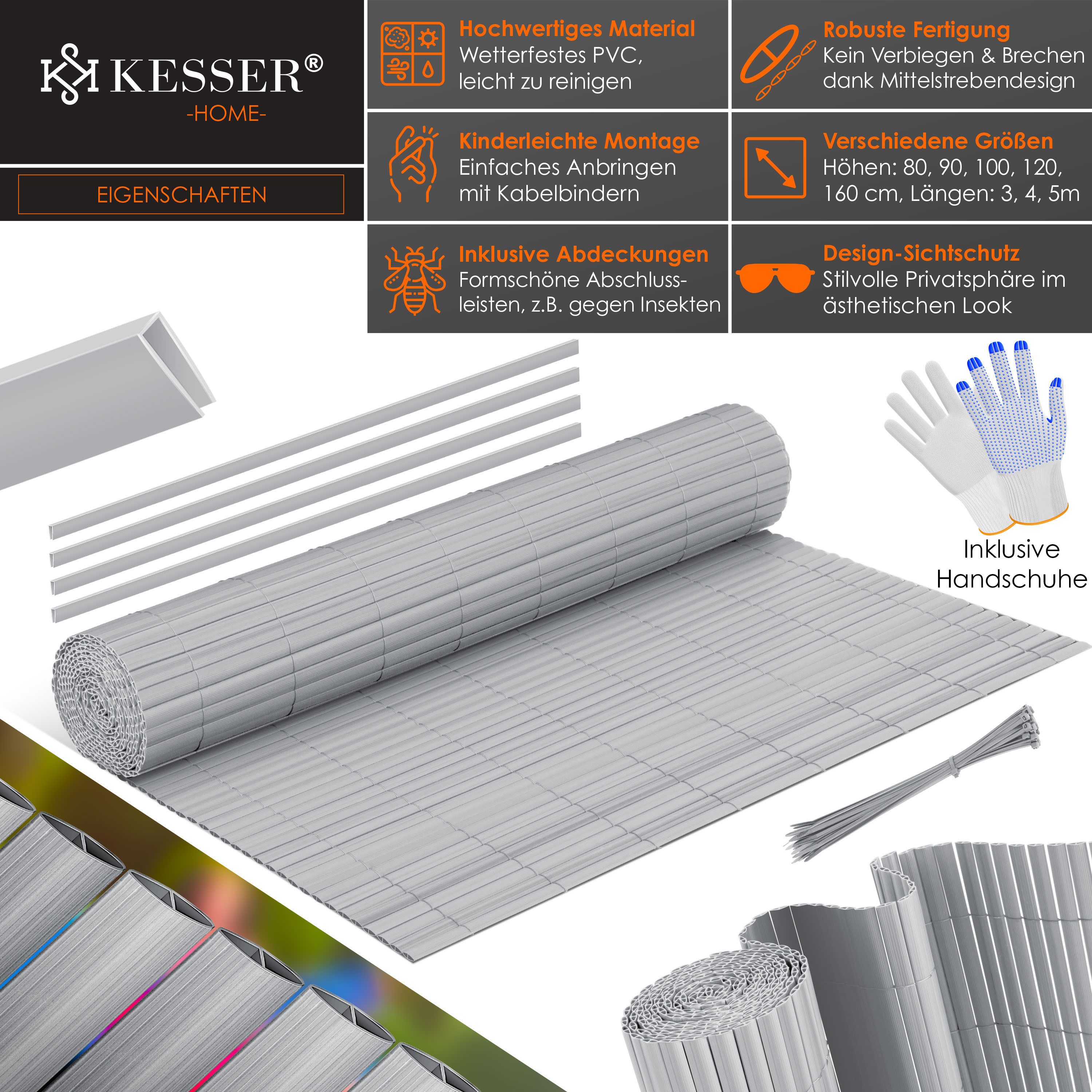 KESSER Sichtschutzstreifen, PVC Sichtschutzmatte Balkonverkleidung Windschu günstig online kaufen