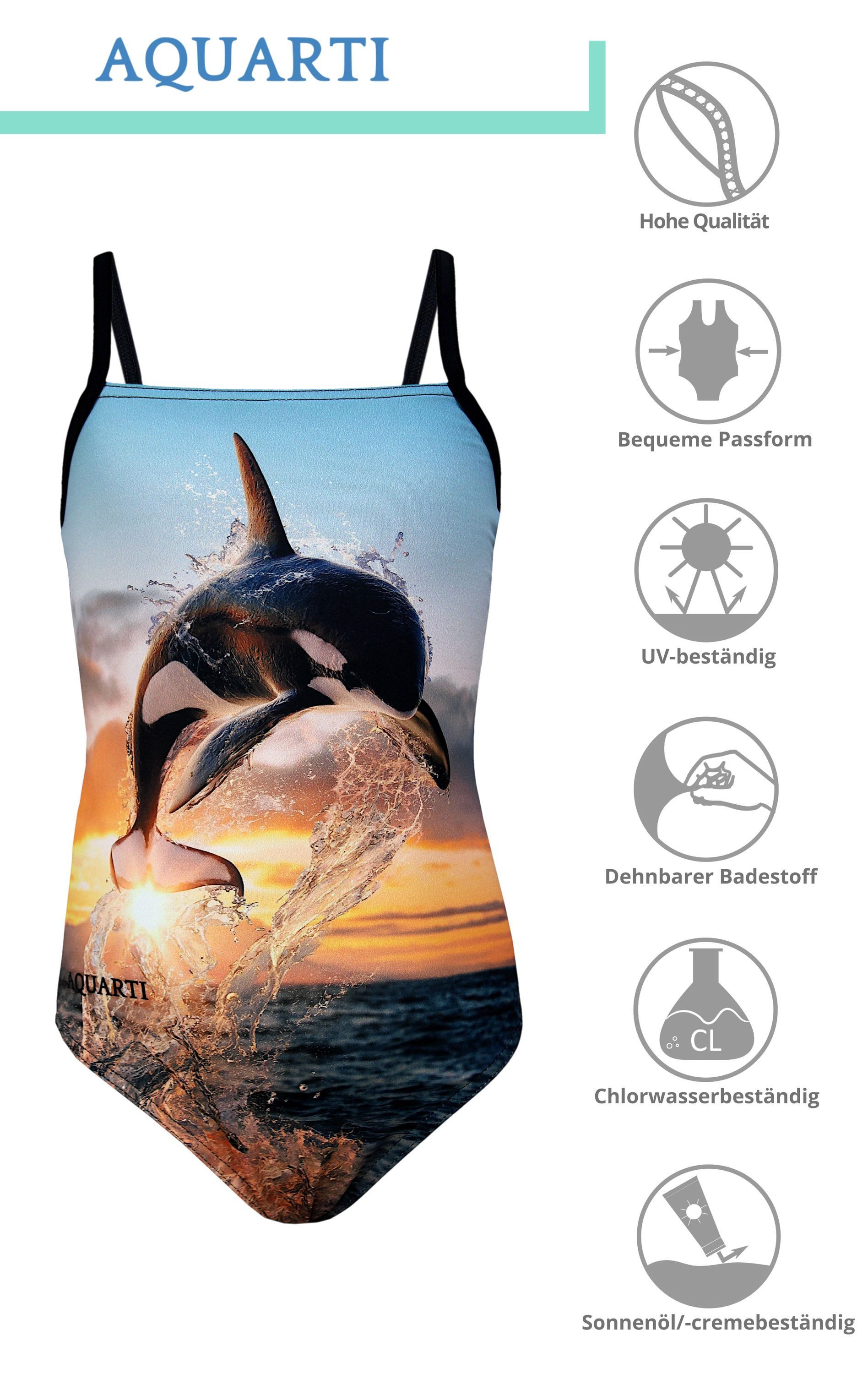 Aquarti Badeanzug Aquarti Mädchen Badeanzug mit Spaghettiträgern Streifen