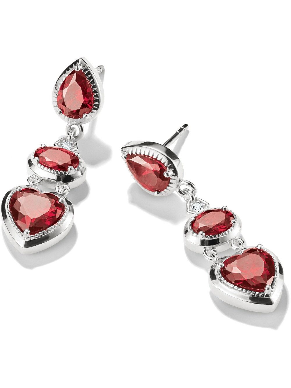 THOMAS SABO Ohrhänger-Set Thomas Sabo H2341-051-10 Ohrringe Herz Granatrot Elyndra 34,0 mm Damen