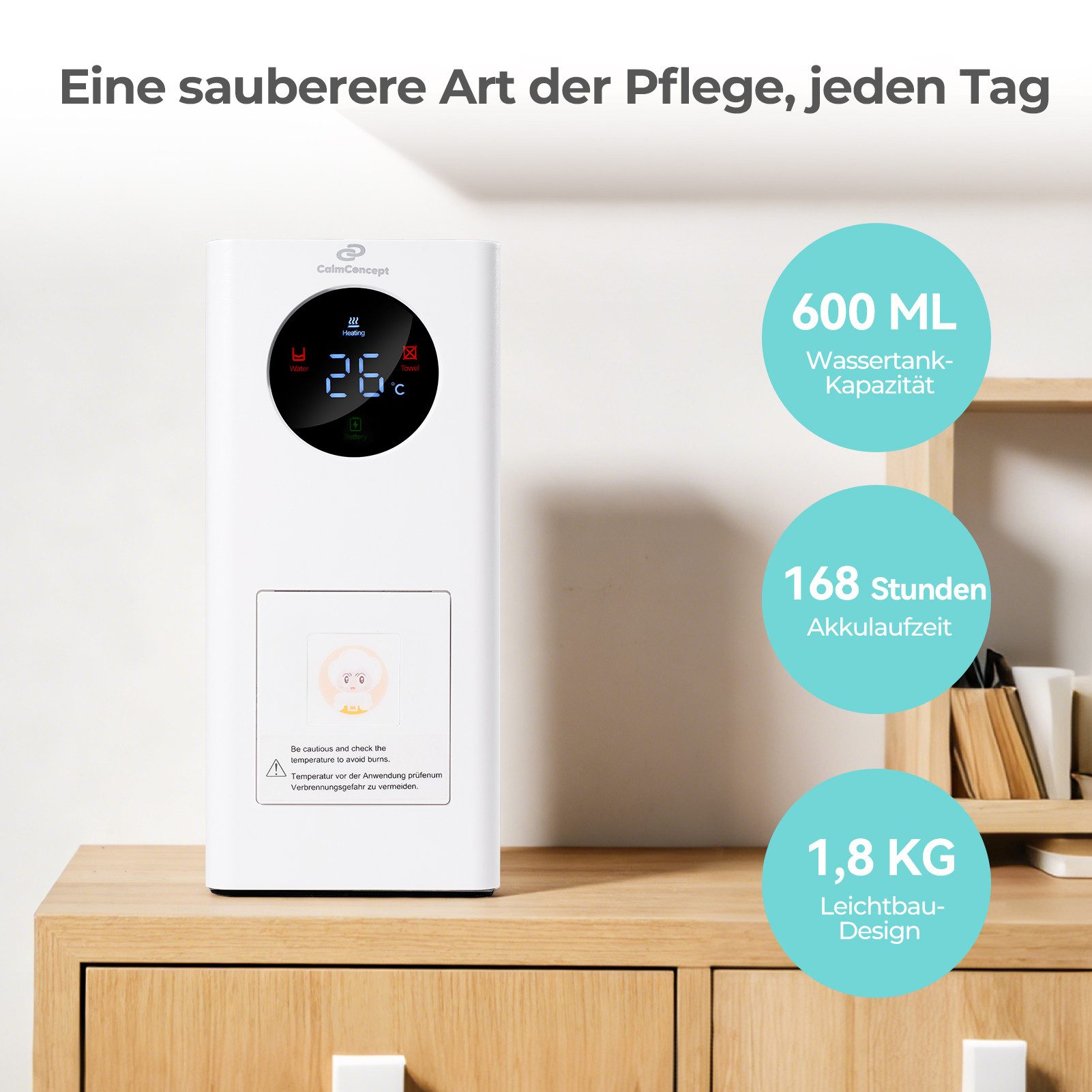 NAIPO Papiertuchspender CalmConcept® Mini Warmhandtuchspender, Saubere und angenehm warme Einweghandtücher