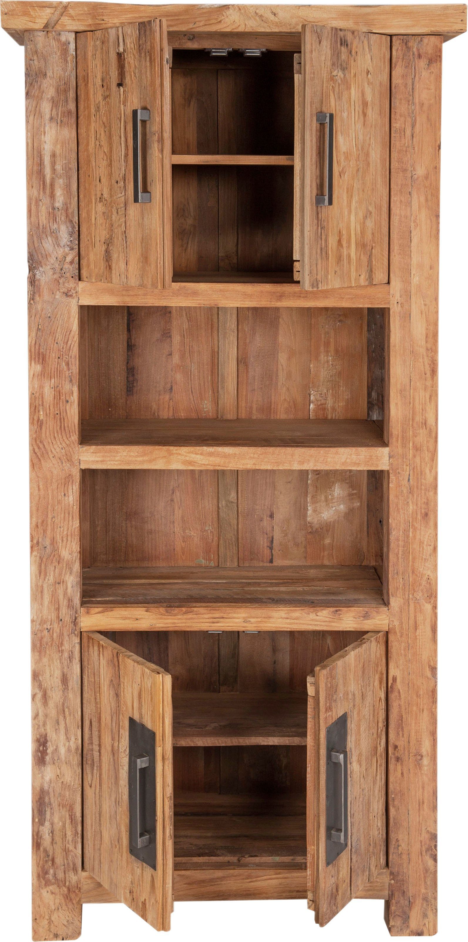 SIT Bücherregal Coral, aus recyceltem Altholz Teak, Einzigartiges Holz,  jedes Stück ein Unikat