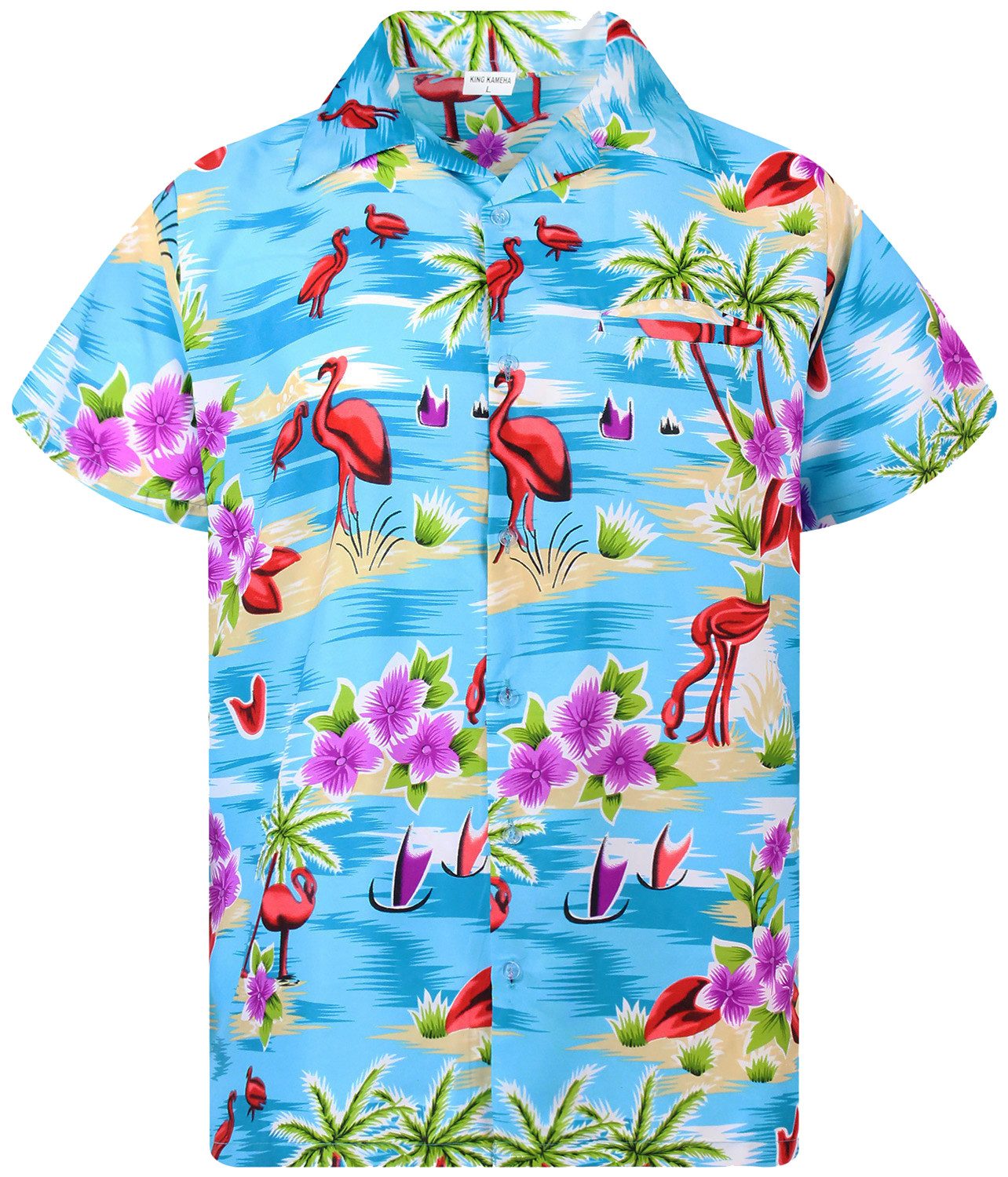 King Kameha Hawaiihemd Flamingos Funky Hawaii-Hemd Herren Kurzarm Front-Tas günstig online kaufen