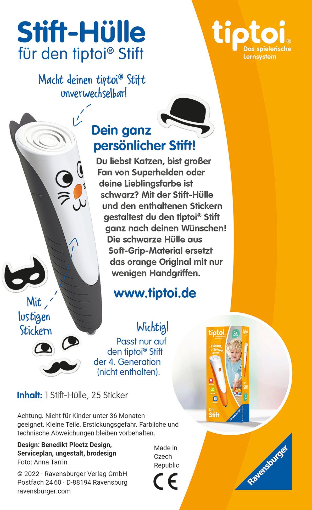 Ravensburger Spiel tiptoi® Stift-Hülle zum Wechseln in Schwarz, Made in Europe