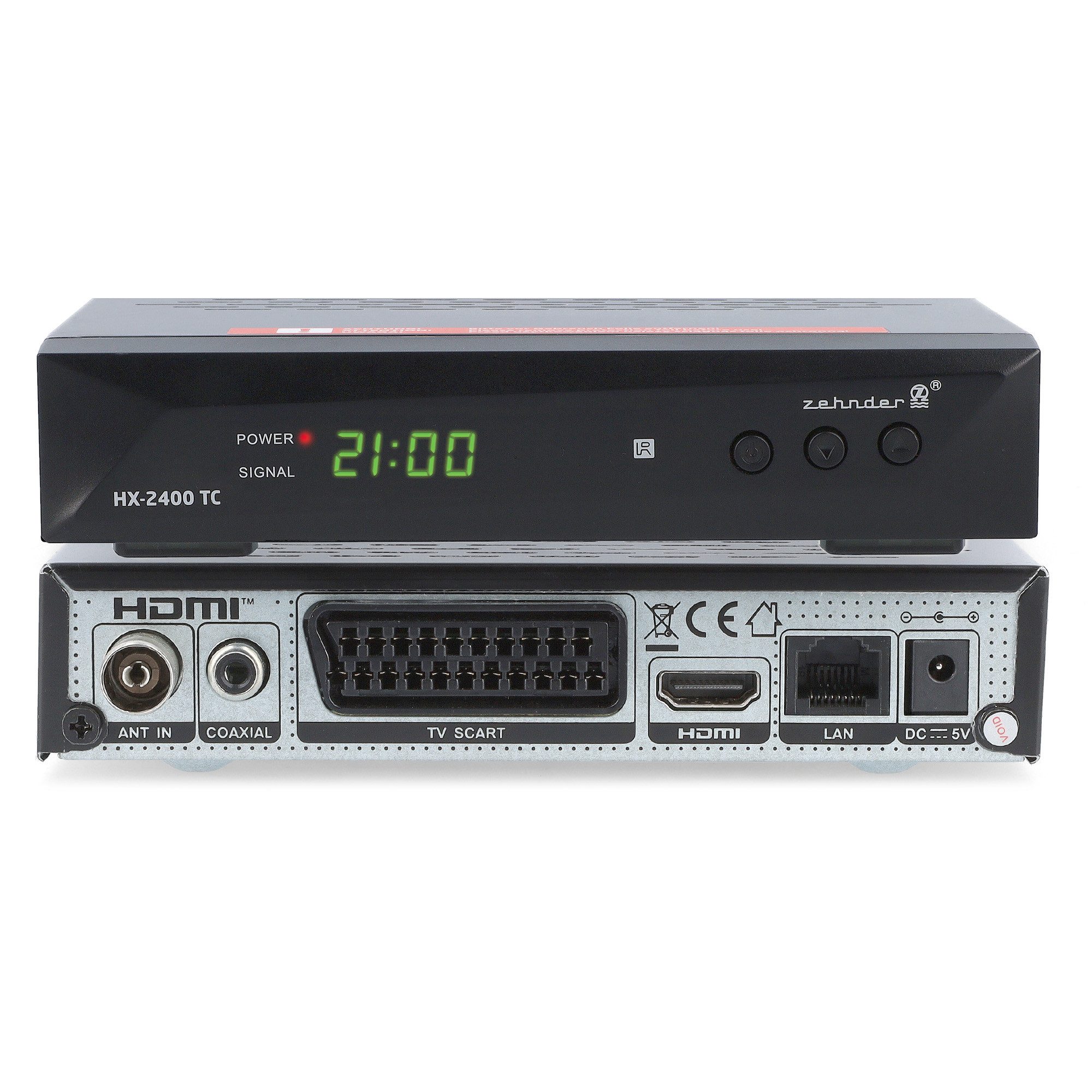 Zehnder HX 2400 TC Hybrid Receiver DVB-T2 HD Receiver (DVB-C & DVB-T2 mit Aufnahmefunktion PVR, HDMI, USB, SCART)