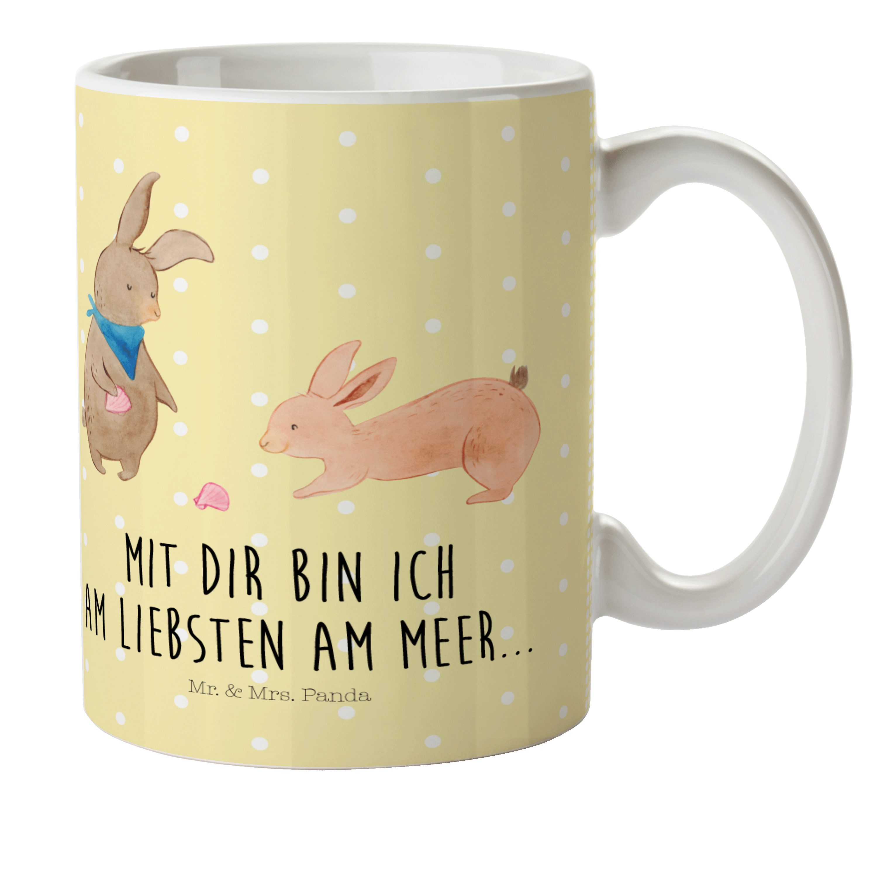 Mr. & Mrs. Panda Kinderbecher Hasen Muschel - Gelb Pastell - Geschenk, Muscheln sammeln, Outdoorges, Kunststoff