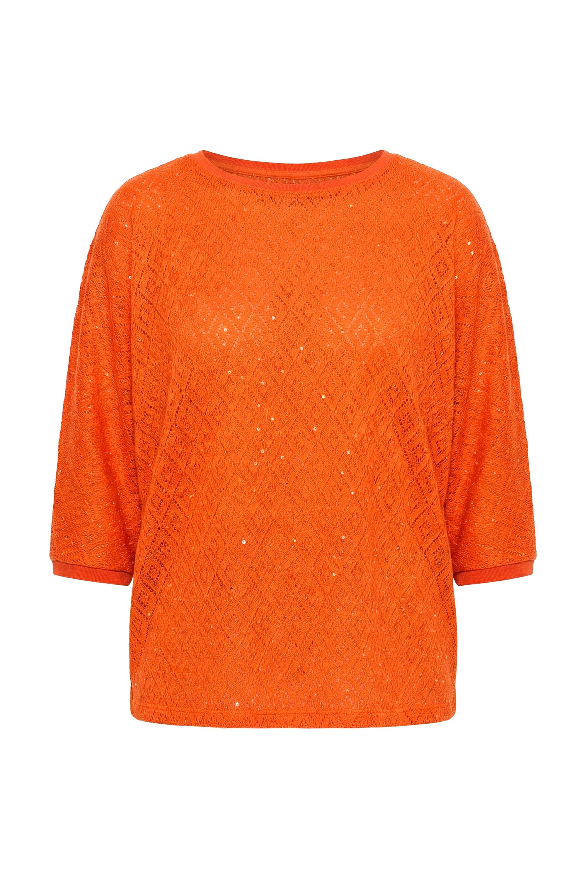 Angel of Style Strickpullover Pullover Loose Fit Lochstrick Fledermaus-halbarm