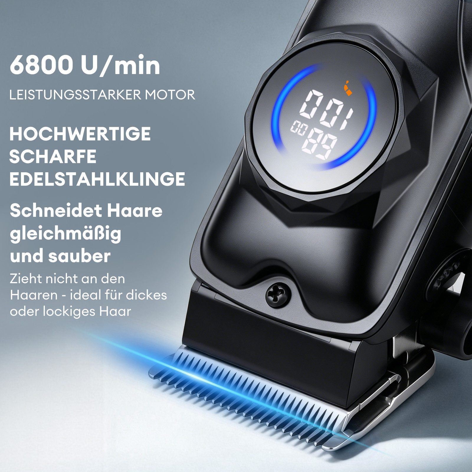 CkeyiN Haar- und Bartschneider Haarschneidemaschine Profi Haarschneider Barttrimmer-Set für Herren, mit LED-Anzeige Edelstahlklinge Lange Akkulaufzeit – Bild 2 von 5