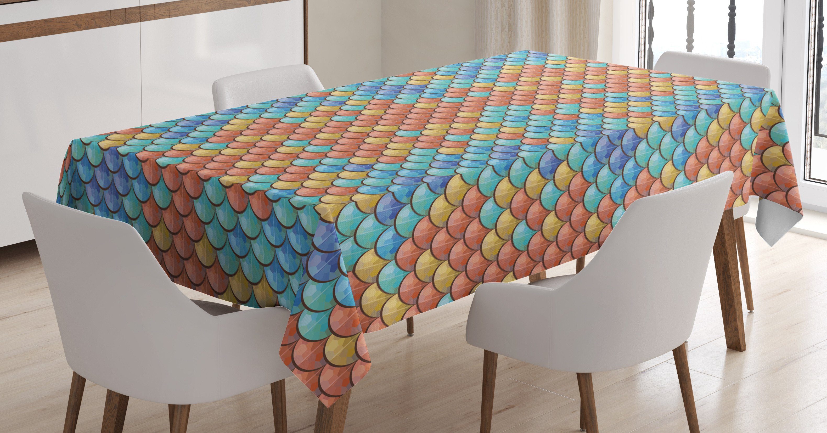 Abakuhaus Tischdecke Farbfest Waschbar Für den Außen Bereich geeignet Klare Farben, Fisch Zusammenfassung Mermaid Muster